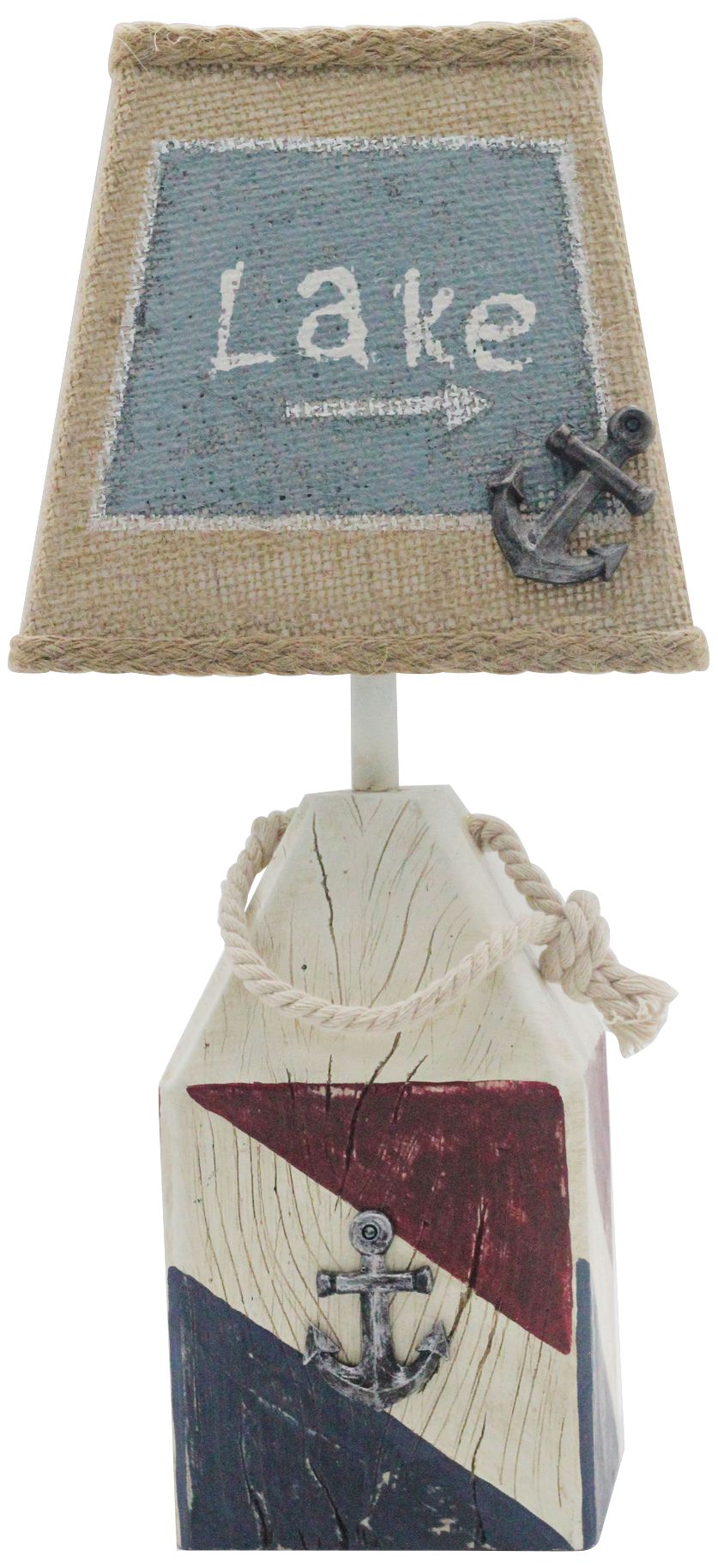 Buoy 14" High Blue and Red Accent Table Lamp with Lake Shade