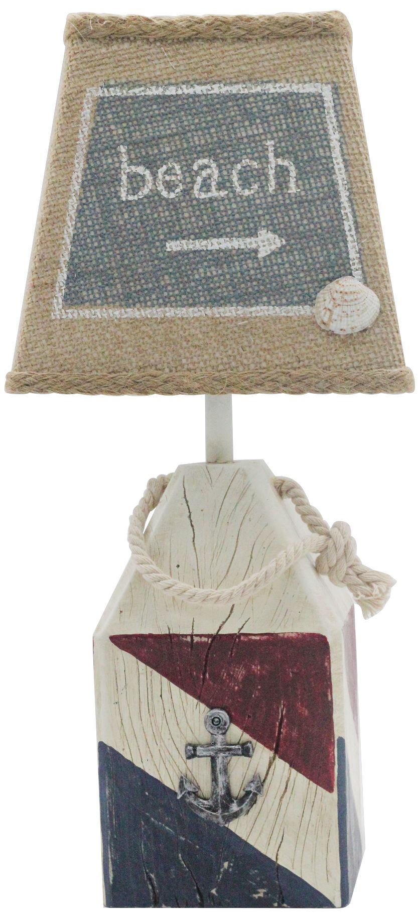 Buoy 14"H Blue and Red Accent Table Lamp with Beach Shade