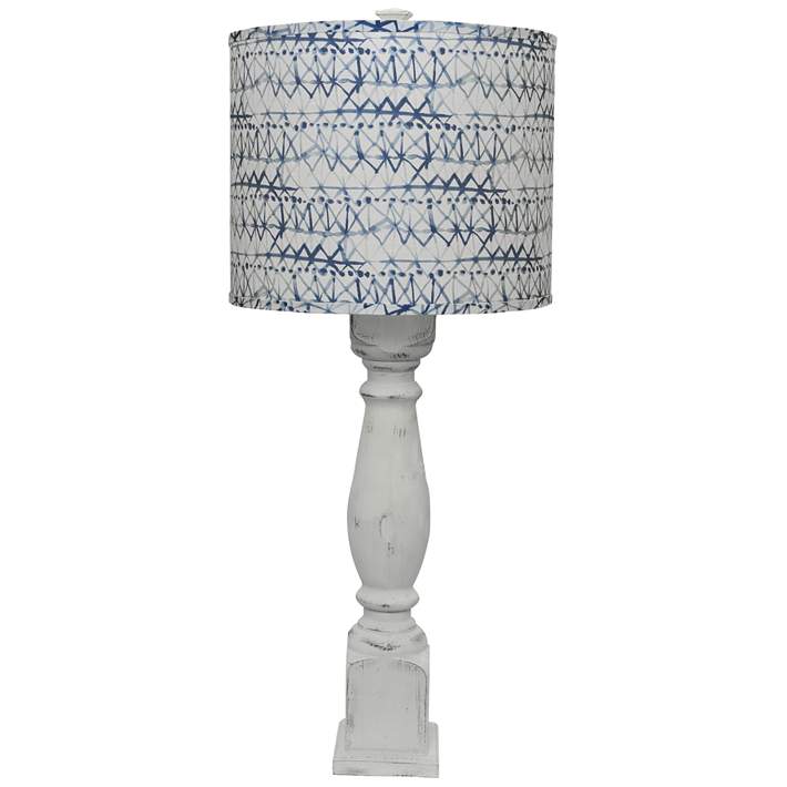 Hudson White Table Lamp With Blue And, Farmhouse Chic Table Lamps