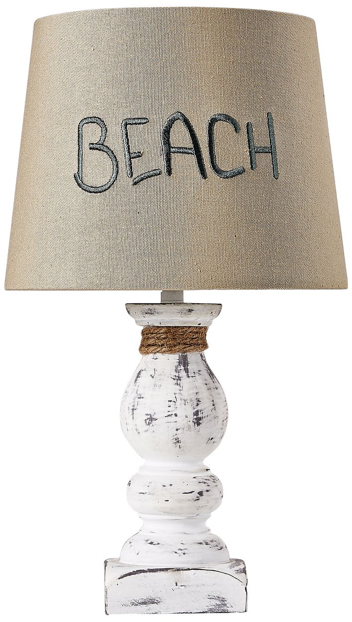 Beach 12" High Distressed White Pedestal Accent Table Lamp