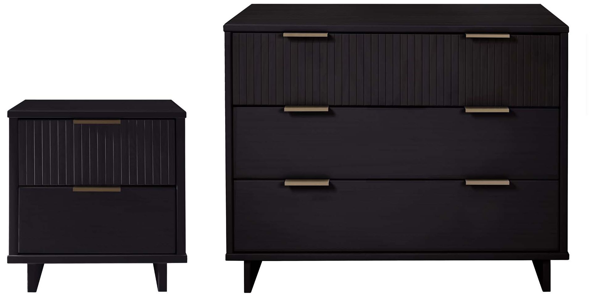 Manhattan Comfort 2-piece Granville Standard Dresser And Nightstand Set In Black