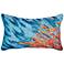 Marina Blue and Orange Coral 18" x 12" Indoor-Outdoor Pillow