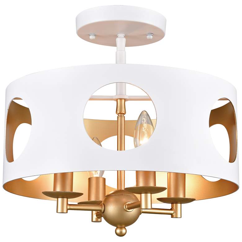 Image 2 Crystorama Odelle 14" Wide Matte White Drum Ceiling Light
