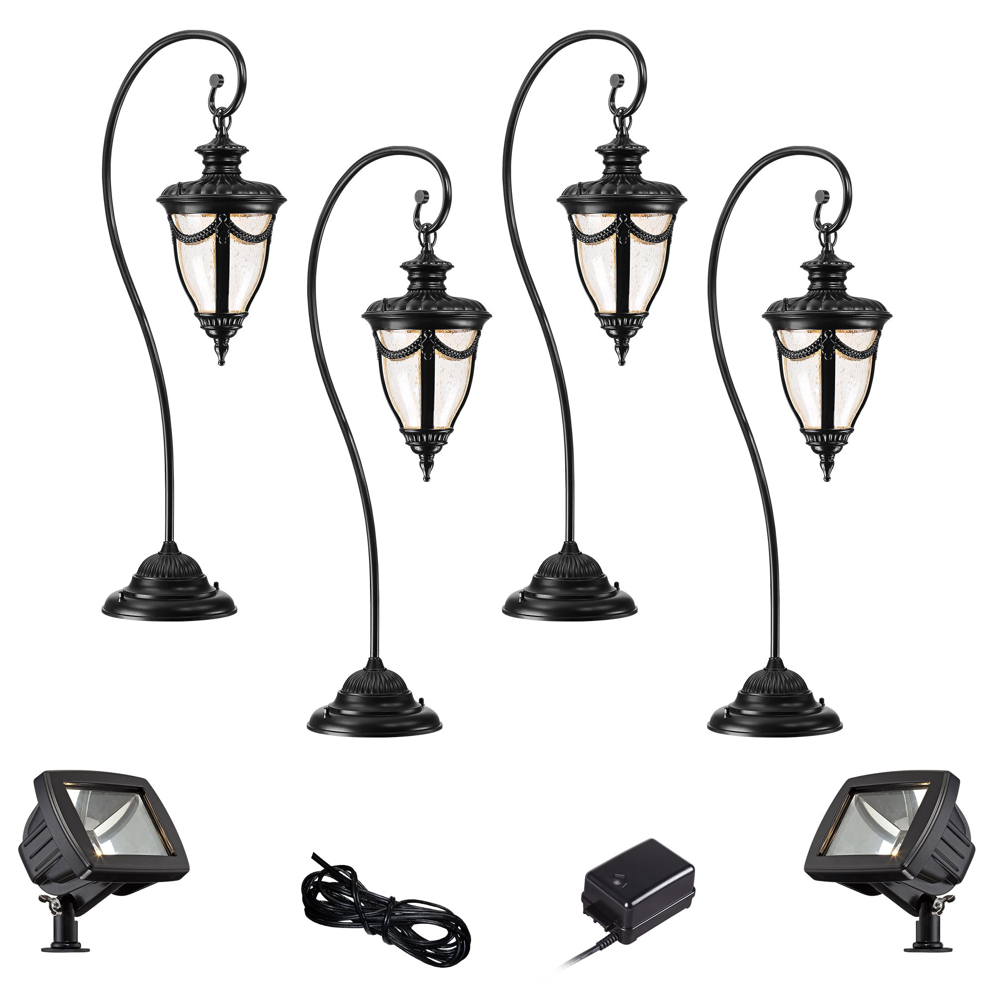 Neptune Black 8-Piece LED Landscape Path and Flood Light Set