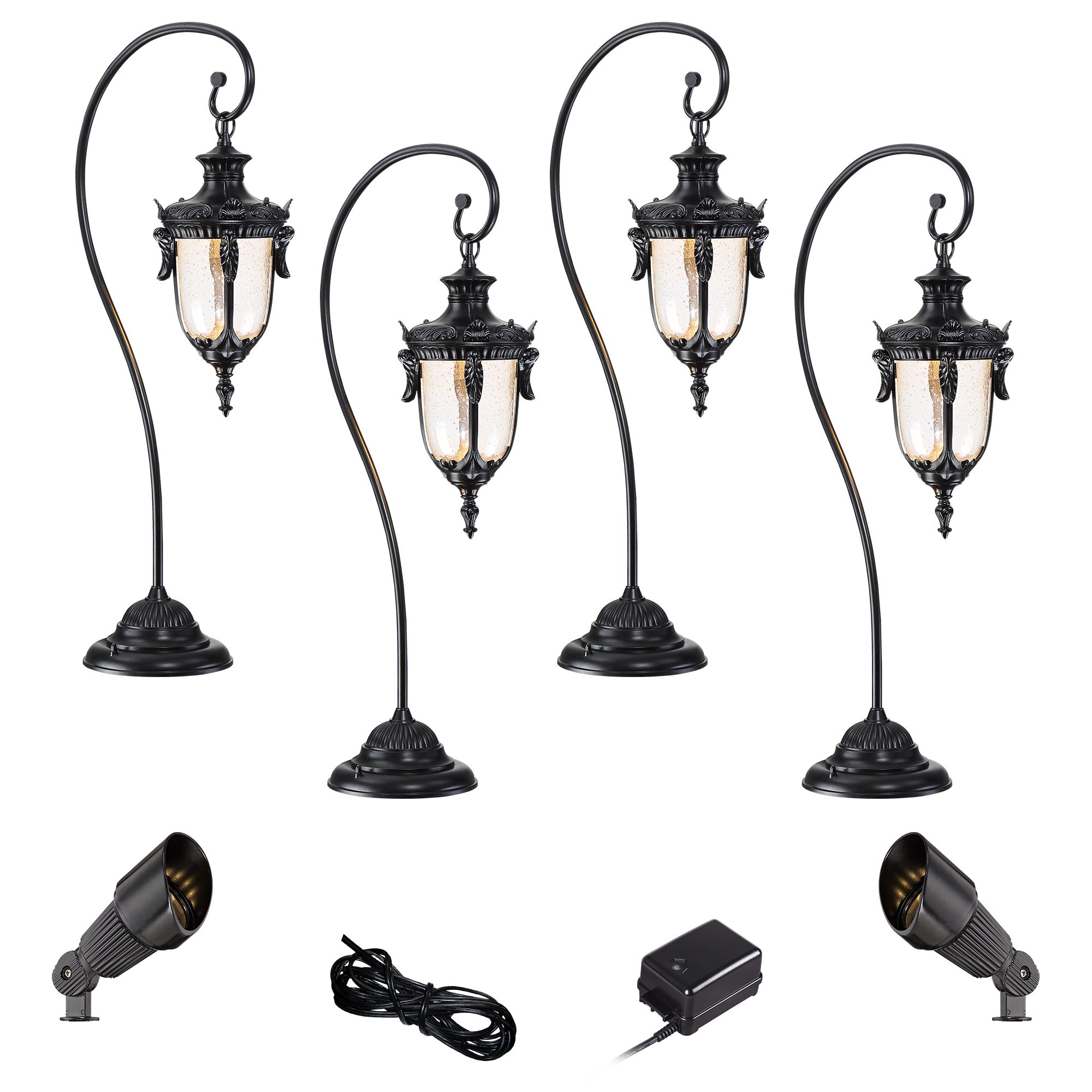 Calistoga Black 8-Piece LED Path and Spot Light Set