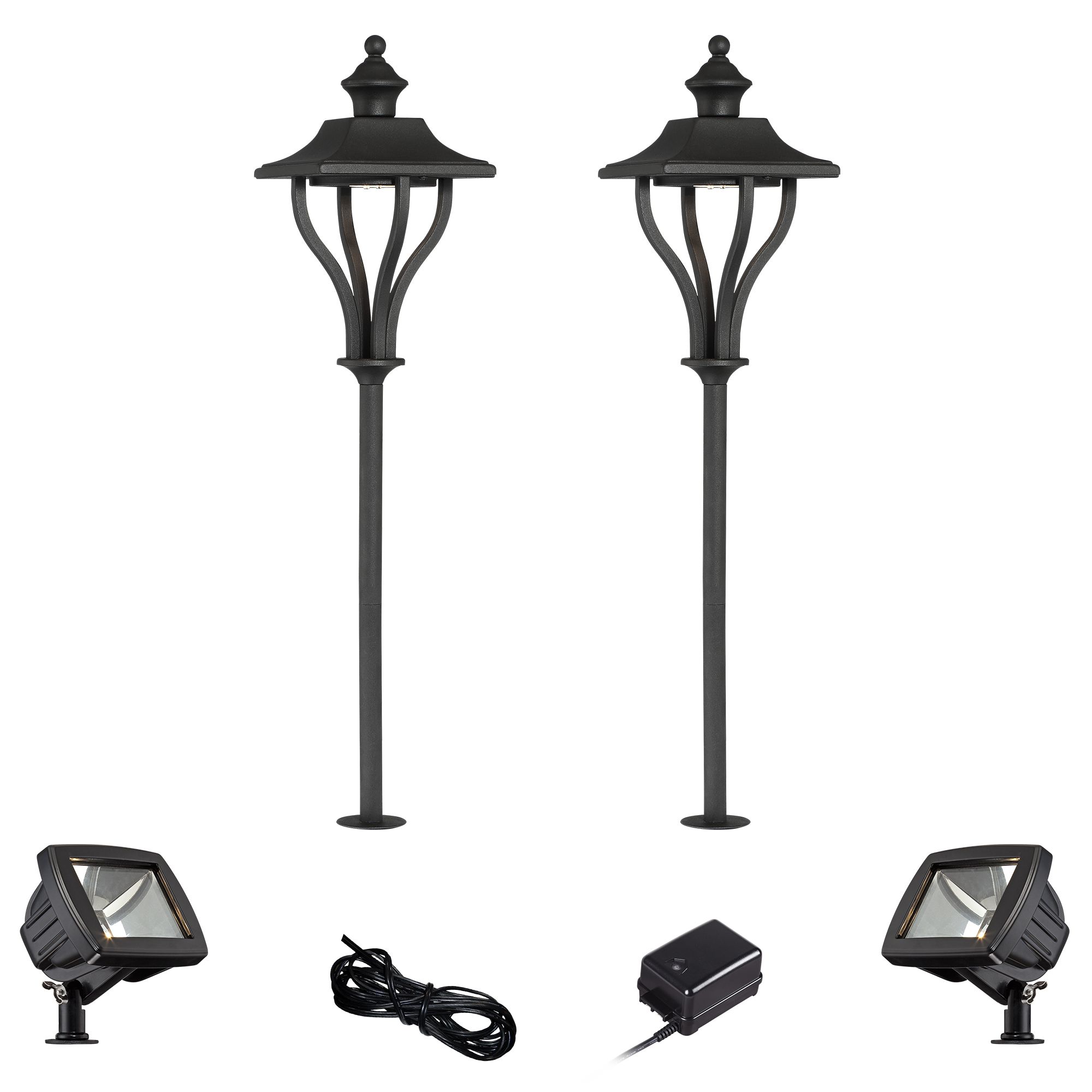 Union Textured Black 6-Piece LED Path and Flood Light Set