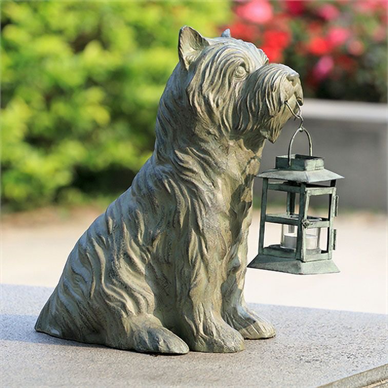 Patient Pooch 14 1/2" High Garden Lantern Statue