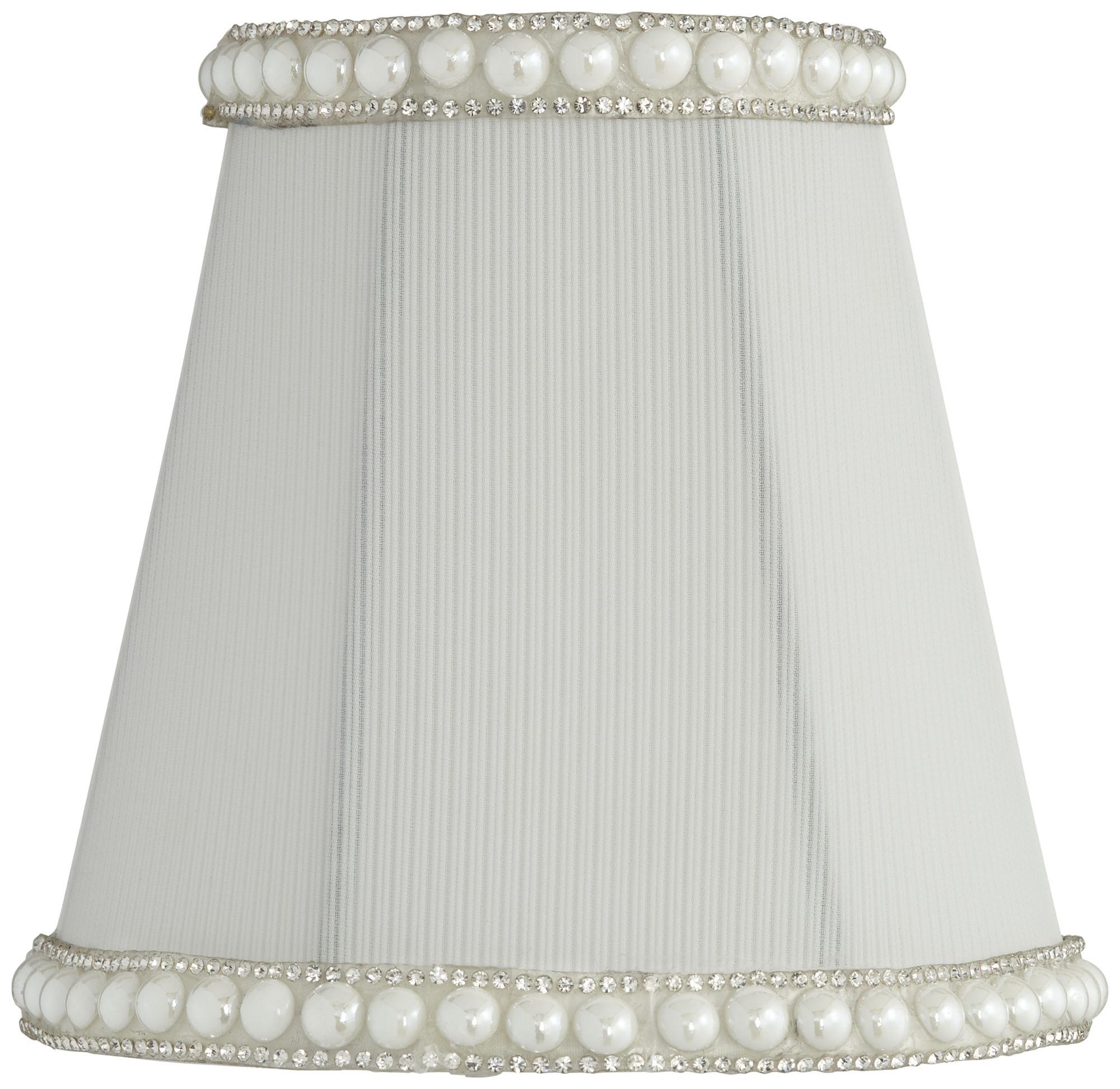 Gull White Round Pearl Trim Lamp Shade 3x5x5 (Clip-On)