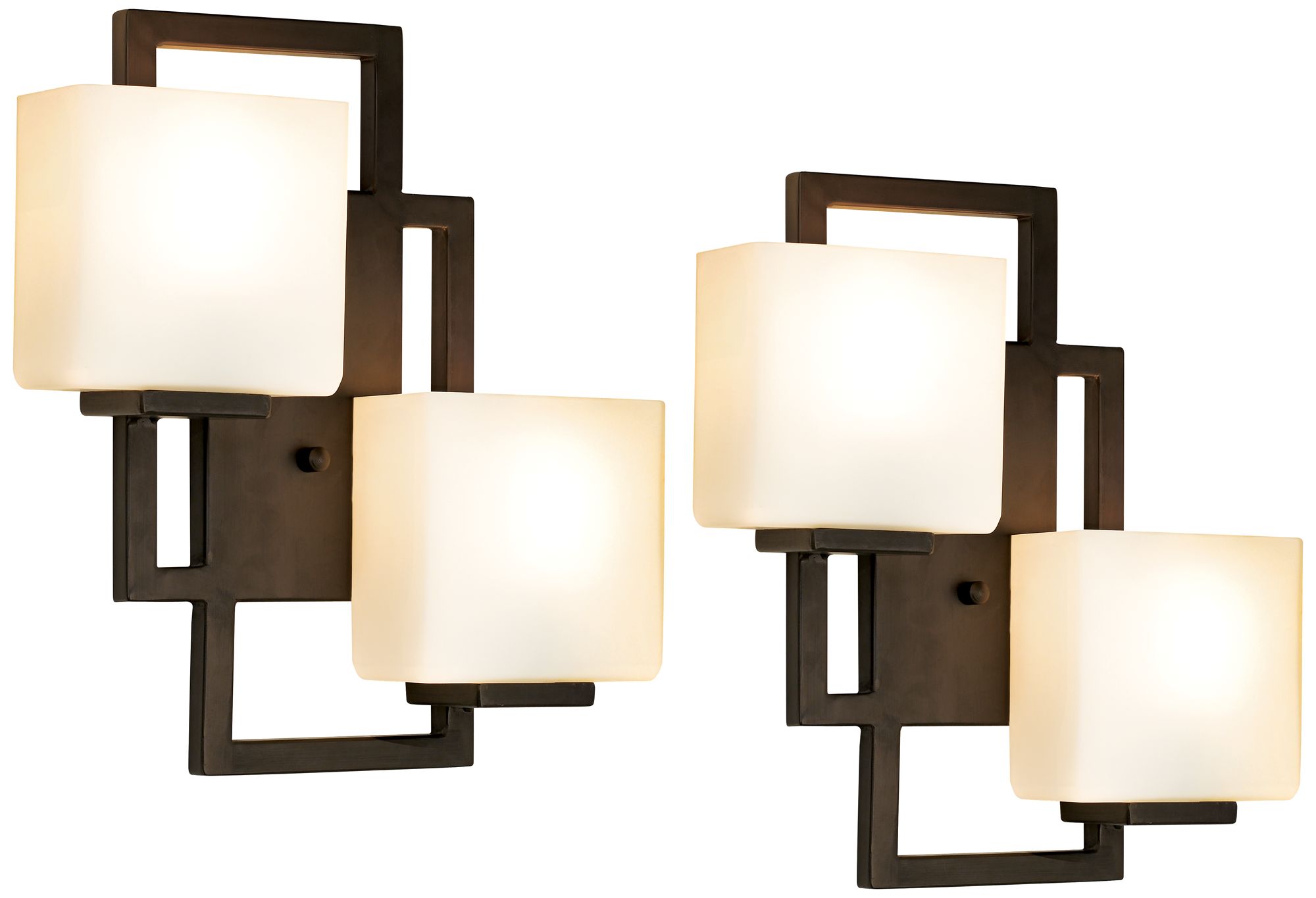 Modern Wall Light Sconces Set Of 2 Bronze 15 1 2 2 Light Fixture   73d39