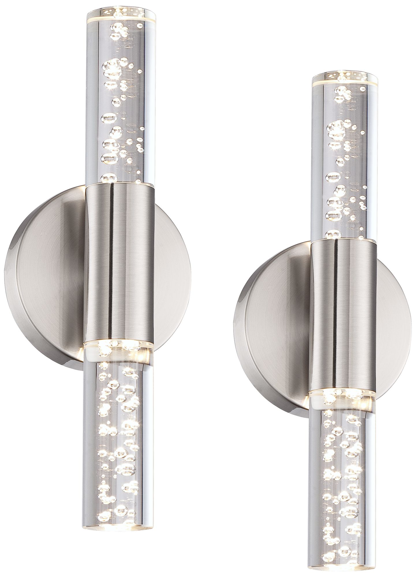 Natalya Bubble Acrylic Brushed Nickel LED Sconces Set of 2