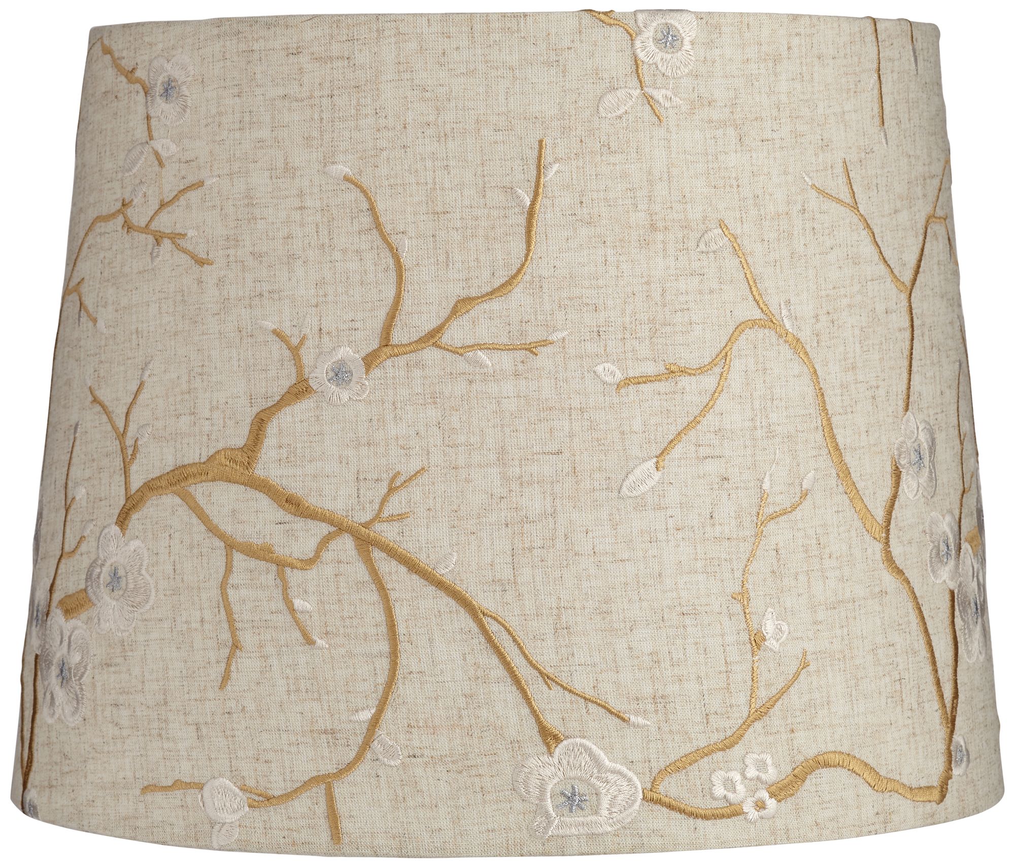 Beige Plum Flower Embroidery Drum Shade 12x14x11 (Spider)