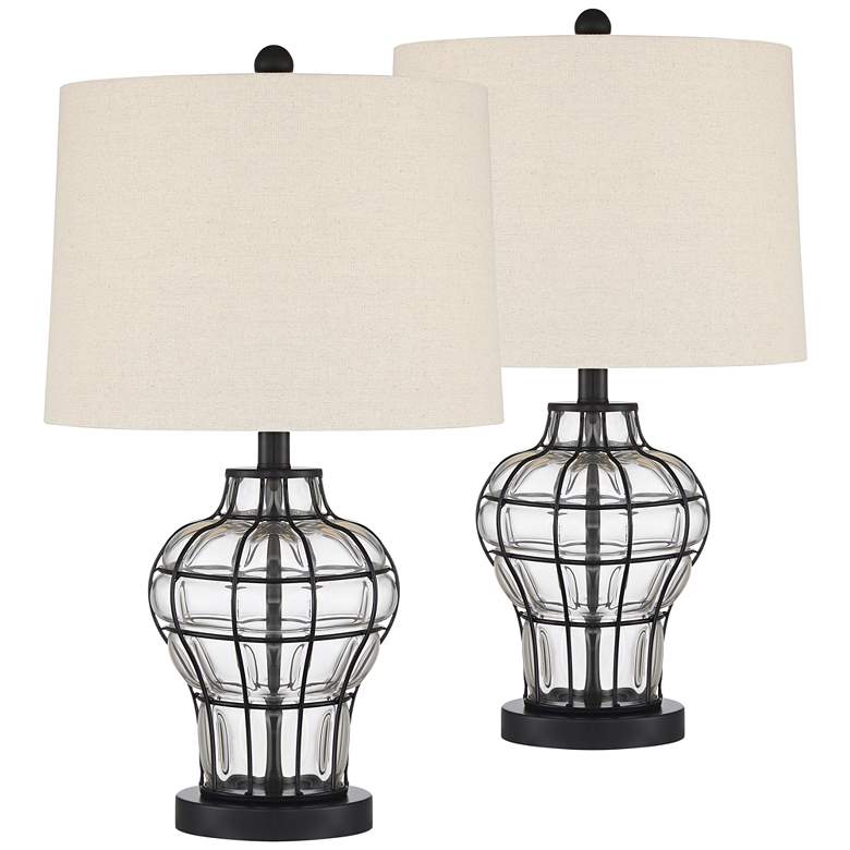 Hudson Blown Glass Gourd Table Lamps Set of 2