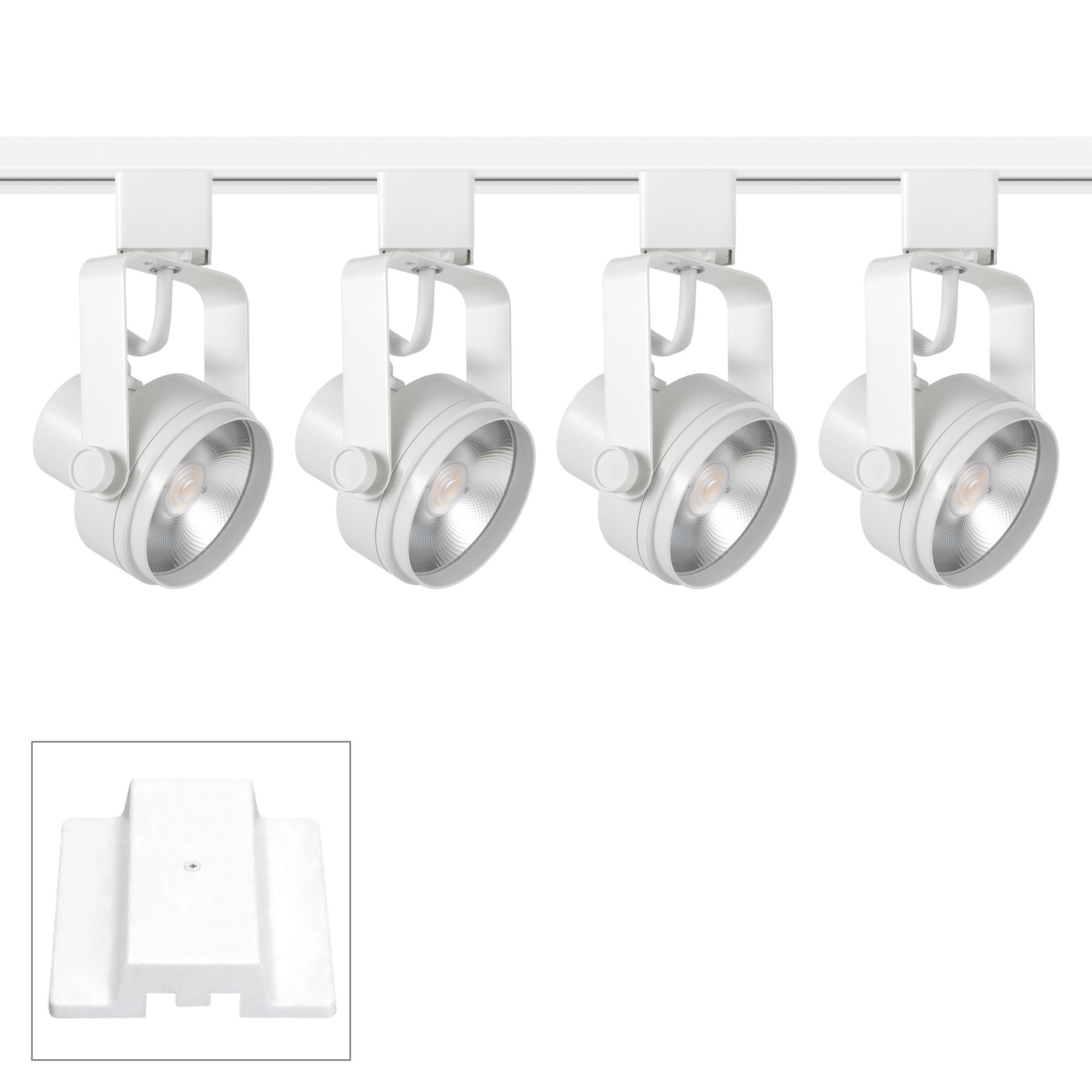 4-Light White Round 15 Watt LED Floating Canopy Track Kit
