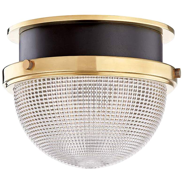 Hudson Valley Lucien 14&quot;W Aged Brass and Black Ceiling Light