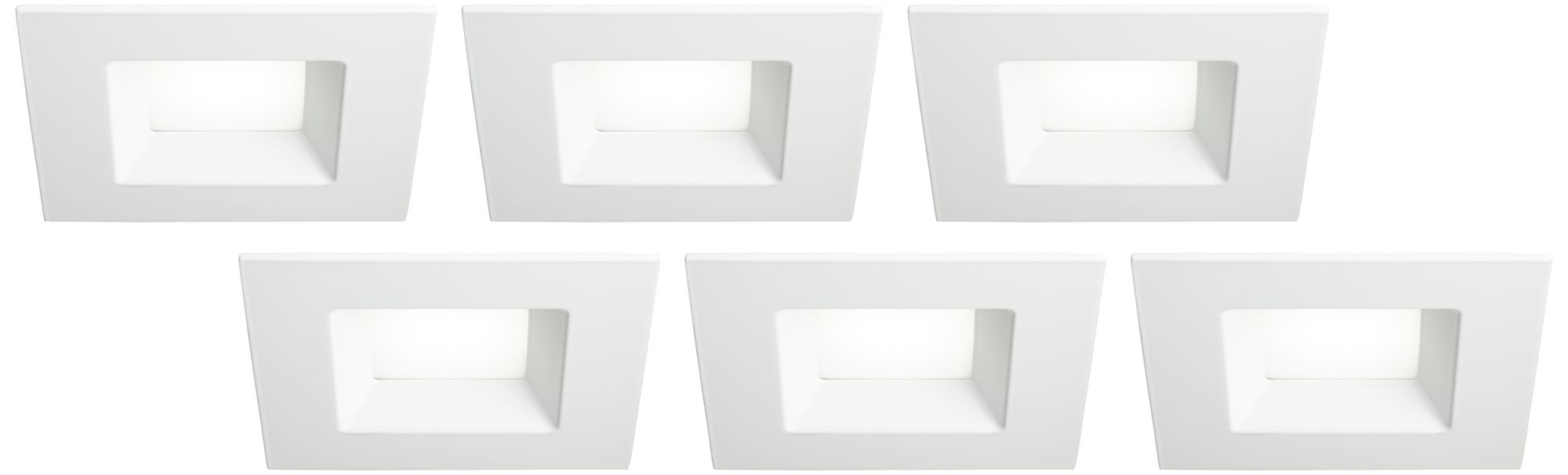 6" White Square Retrofit 15 Watt LED Recessed Lights 6-Pack