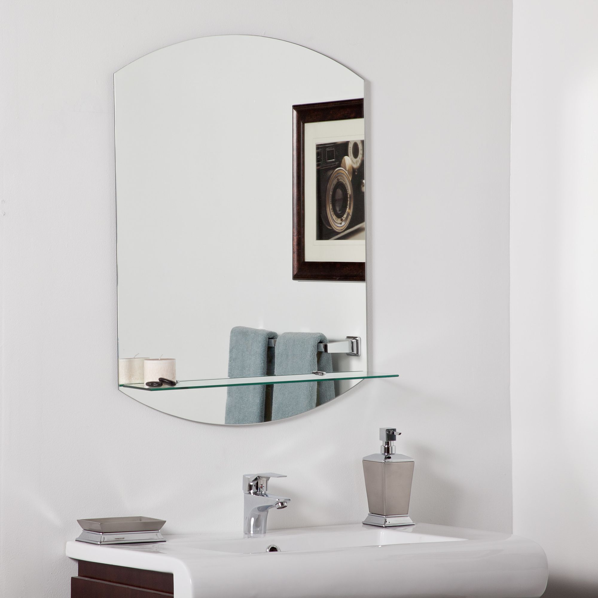 Vanessa 23 1/2" x 31 Frameless Wall Mirror with Shelf