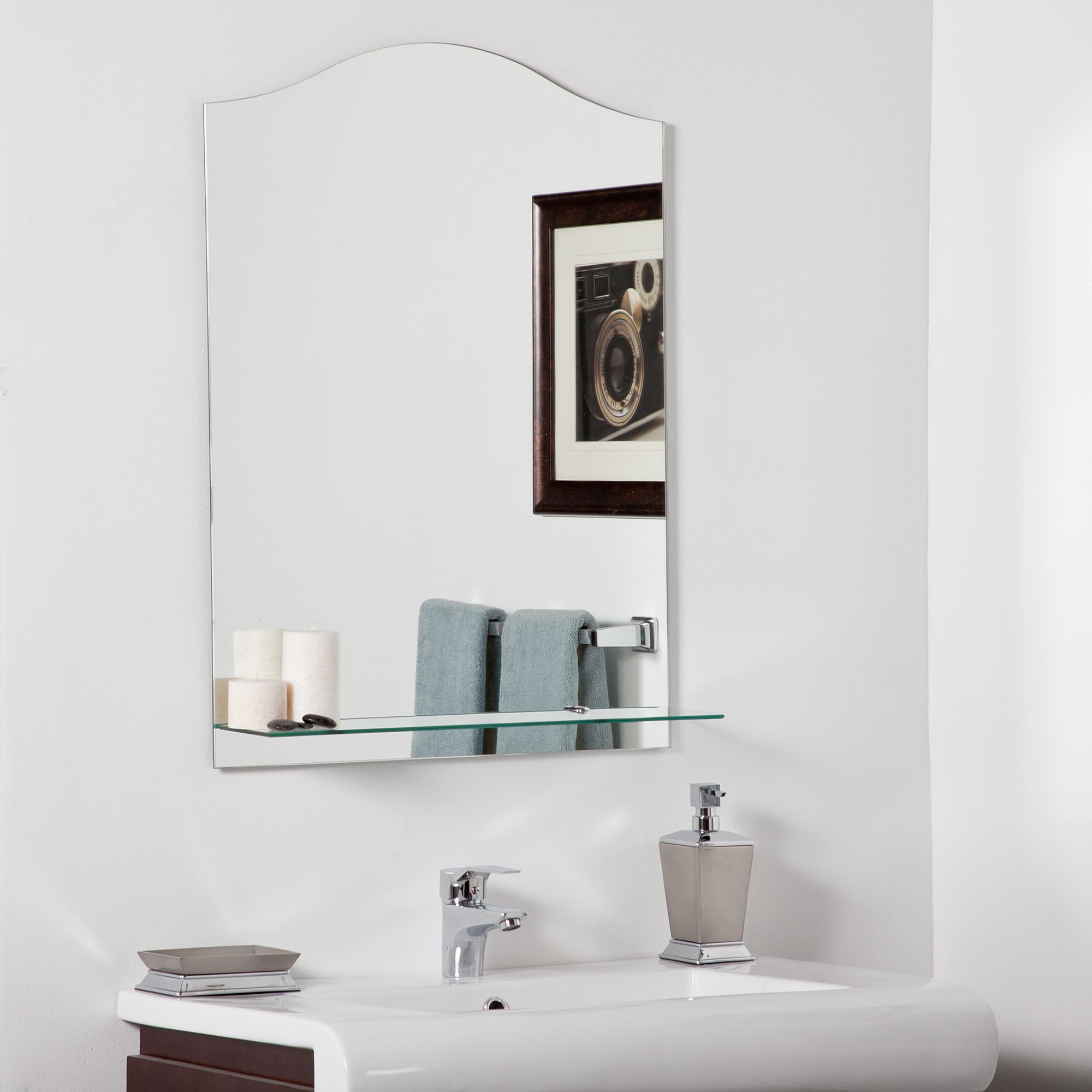 Abigail 23 1/2" x 31 Frameless Wall Mirror with Shelf