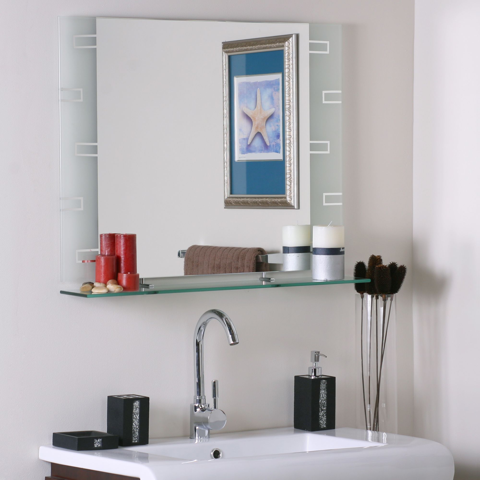 Frameless Rectangle 31 1/2" x 23 Shelf Wall Mirror