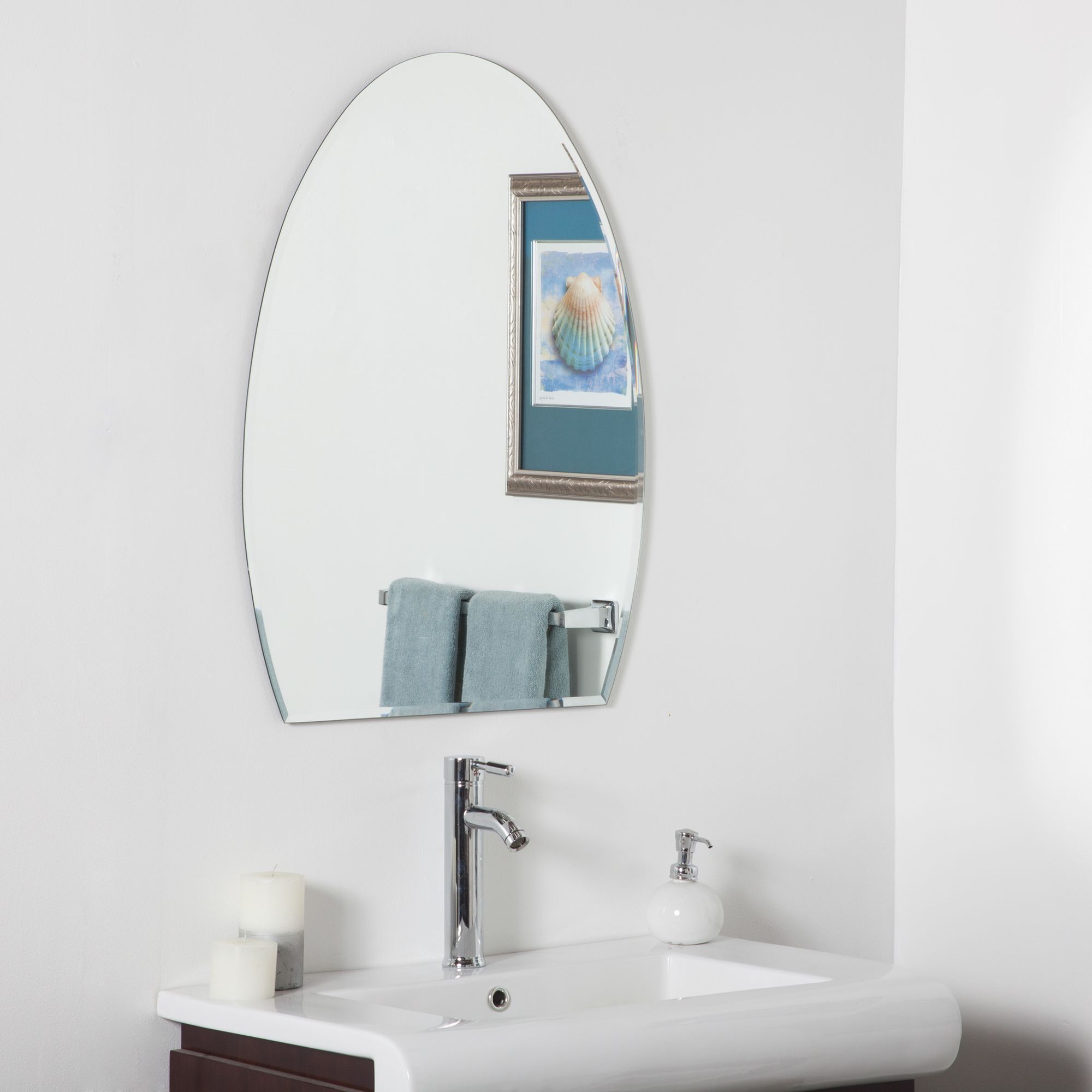 Sena 23 1/2" x 31 Oval Frameless Bathroom Wall Mirror
