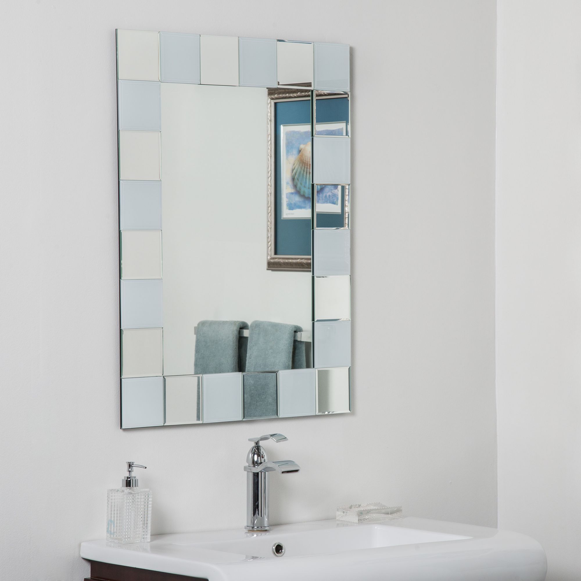 frameless bathroom mirror