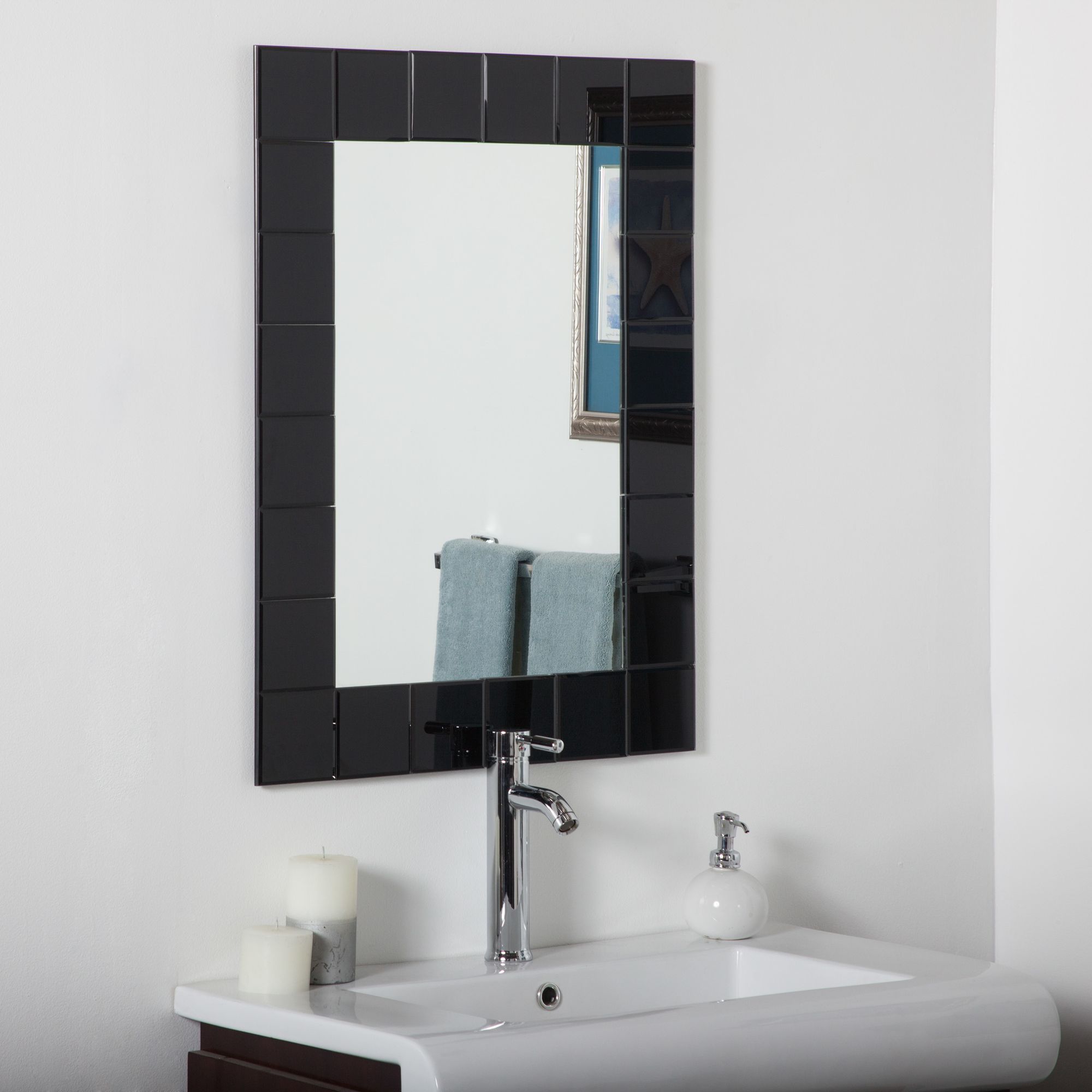 Montreal Black 23 1/2" x 31 Frameless Bathroom Mirror