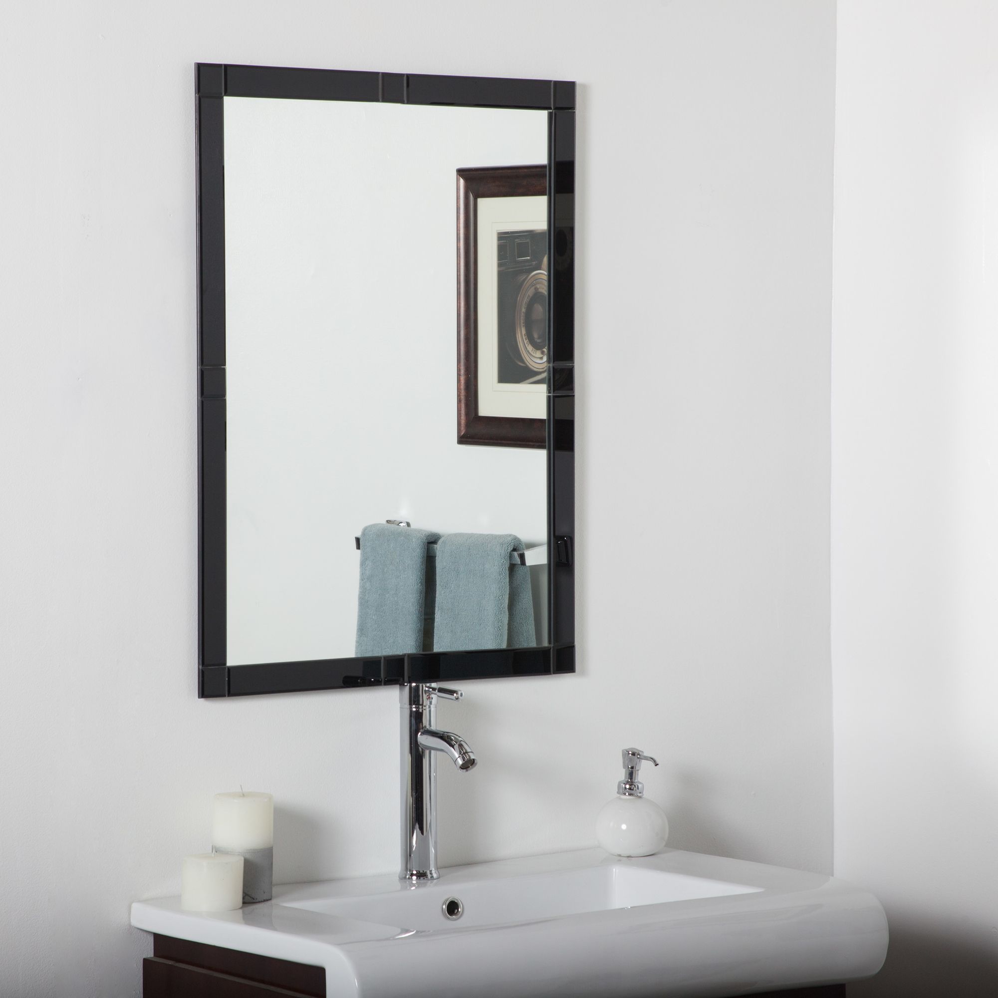 Kinana Black 23 1/2" x 31 Frameless Beveled Wall Mirror