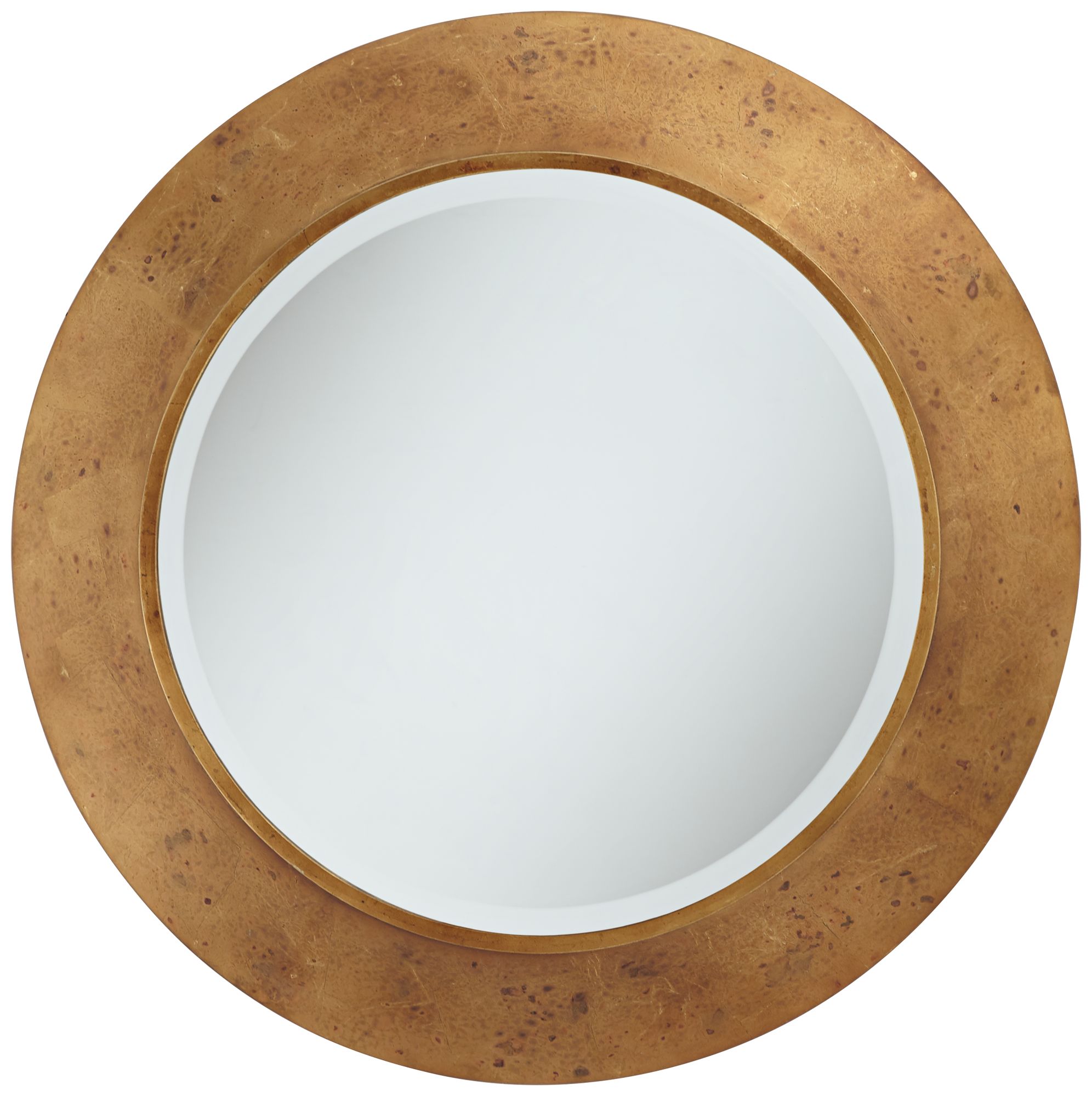 Uttermost 32" Round Distressed Antique Gold Leaf Wall Mirror