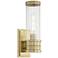 Stiffel Roslyn 15"H Gold and Ribbed Glass Wall Sconce