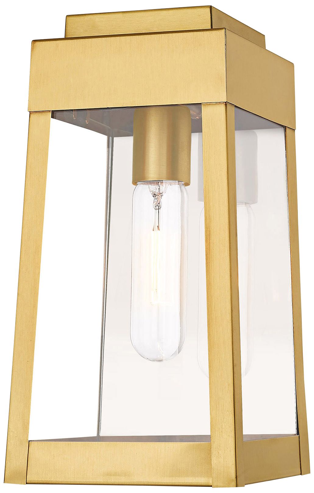 Oslo 12" High Satin Brass Outdoor Lantern Wall Light