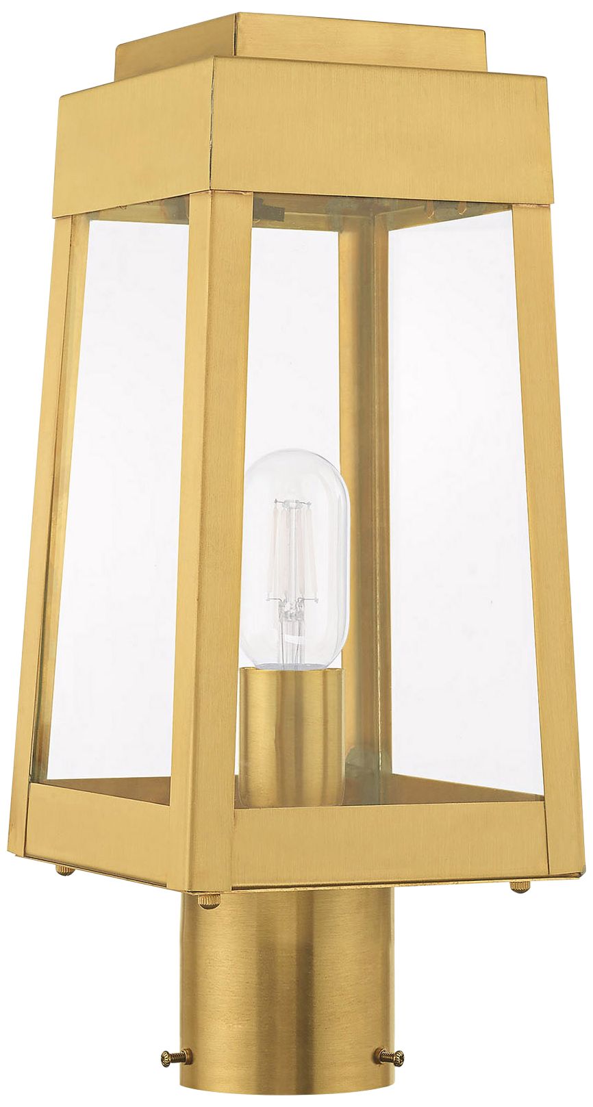 Oslo 15 1/4" High Satin Brass Outdoor Lantern Post Light