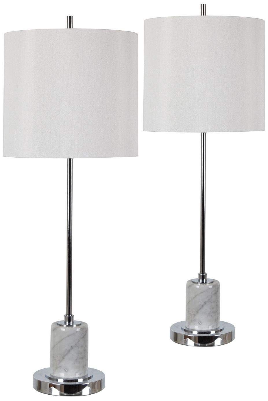 Bingham Chrome and Marble Modern Table Lamps Set of 2