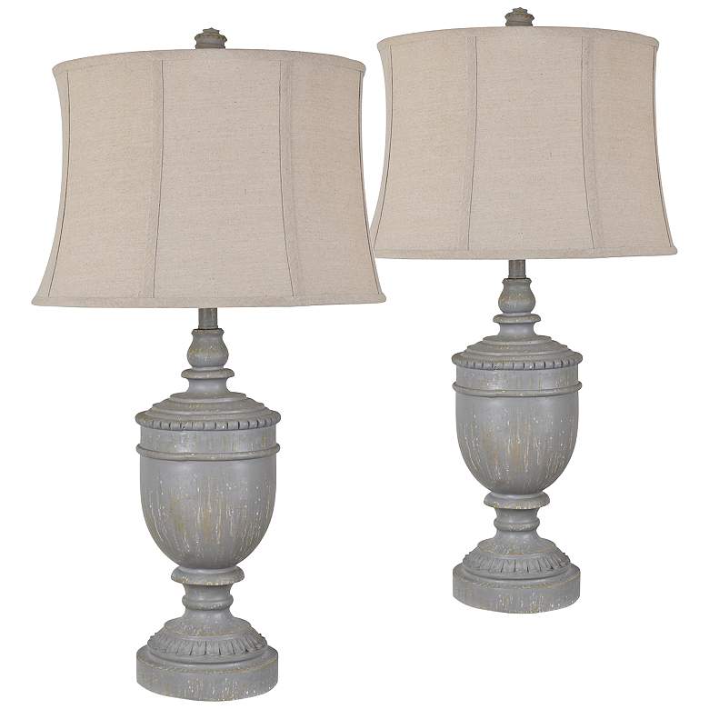 Crestview Collection Drew Gray Wood Urn Table Lamps Set of 2 - #73G86 ...