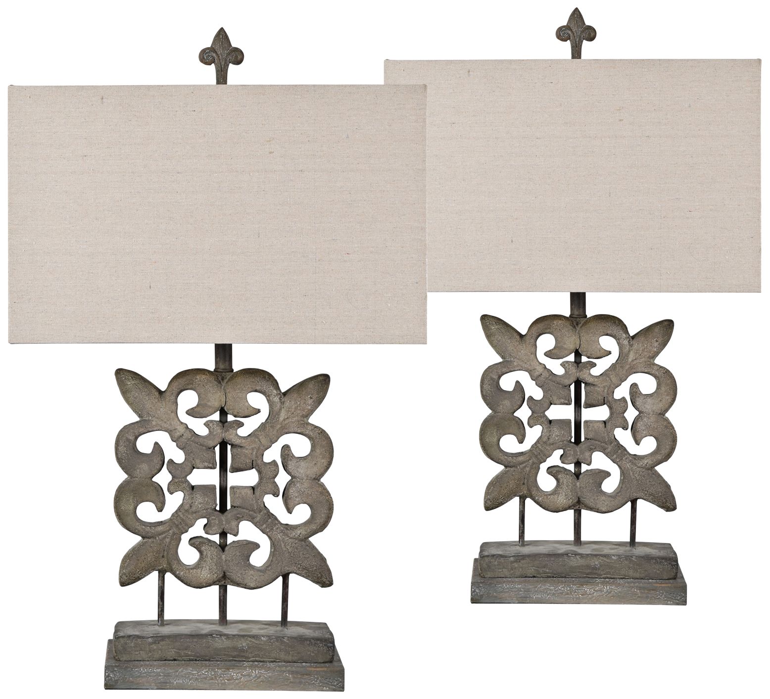 Crestview Collection Fleur-de-Lis Table Lamps Set of 2