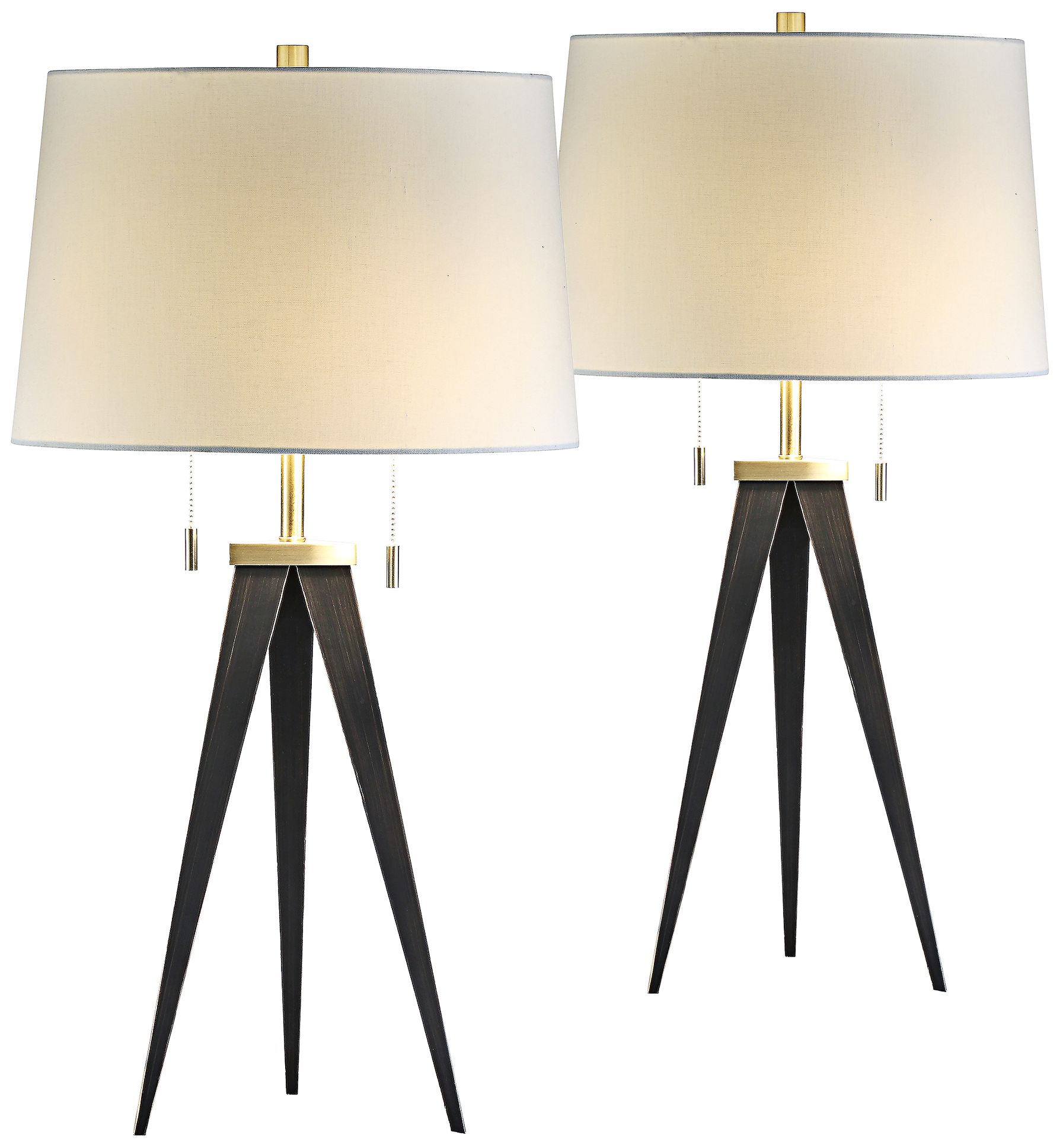 Lennon Bronze and Antique Brass Tripod Table Lamps Set of 2