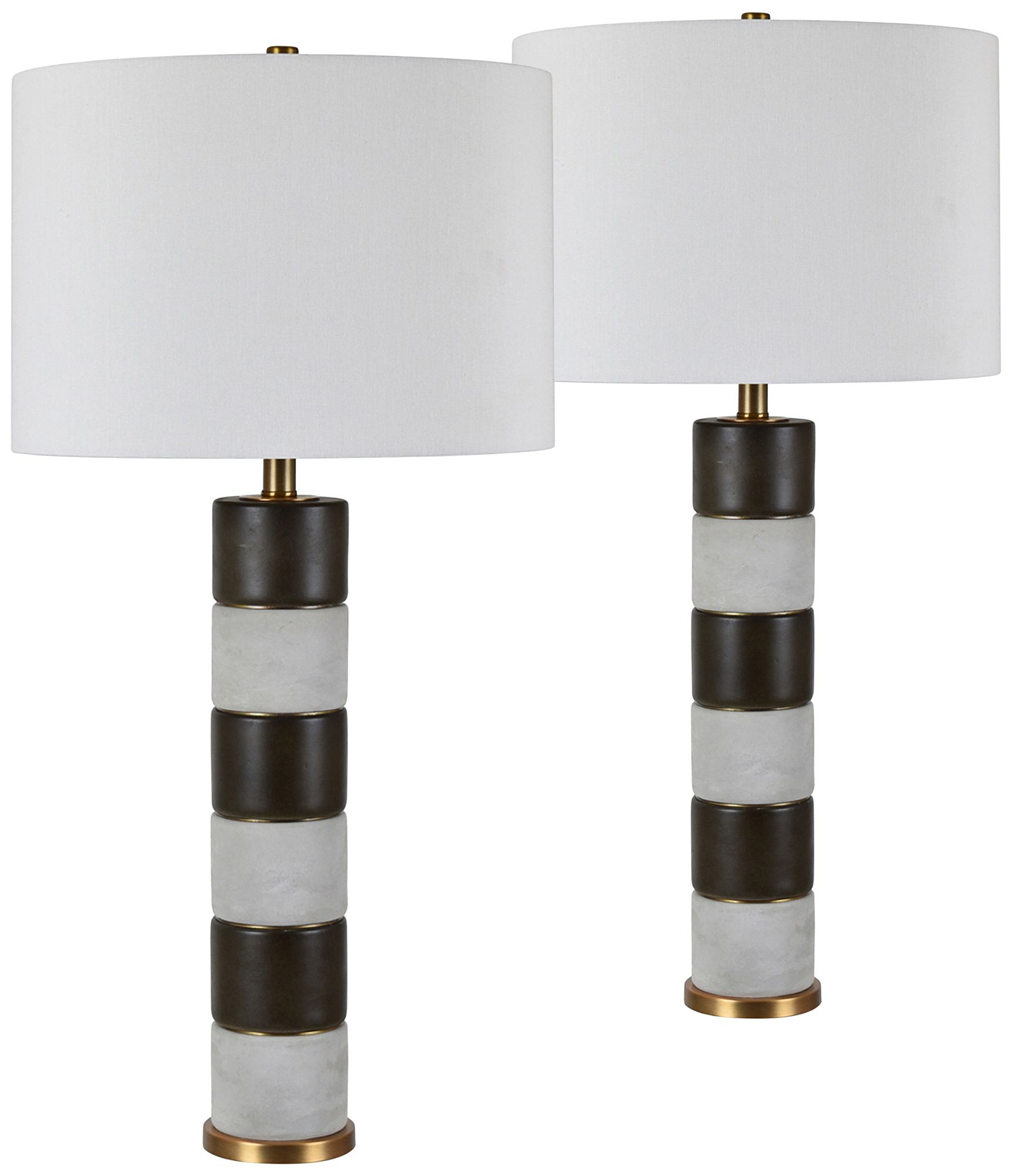 Aidan Mahogany and Concrete Table Lamps Set of 2