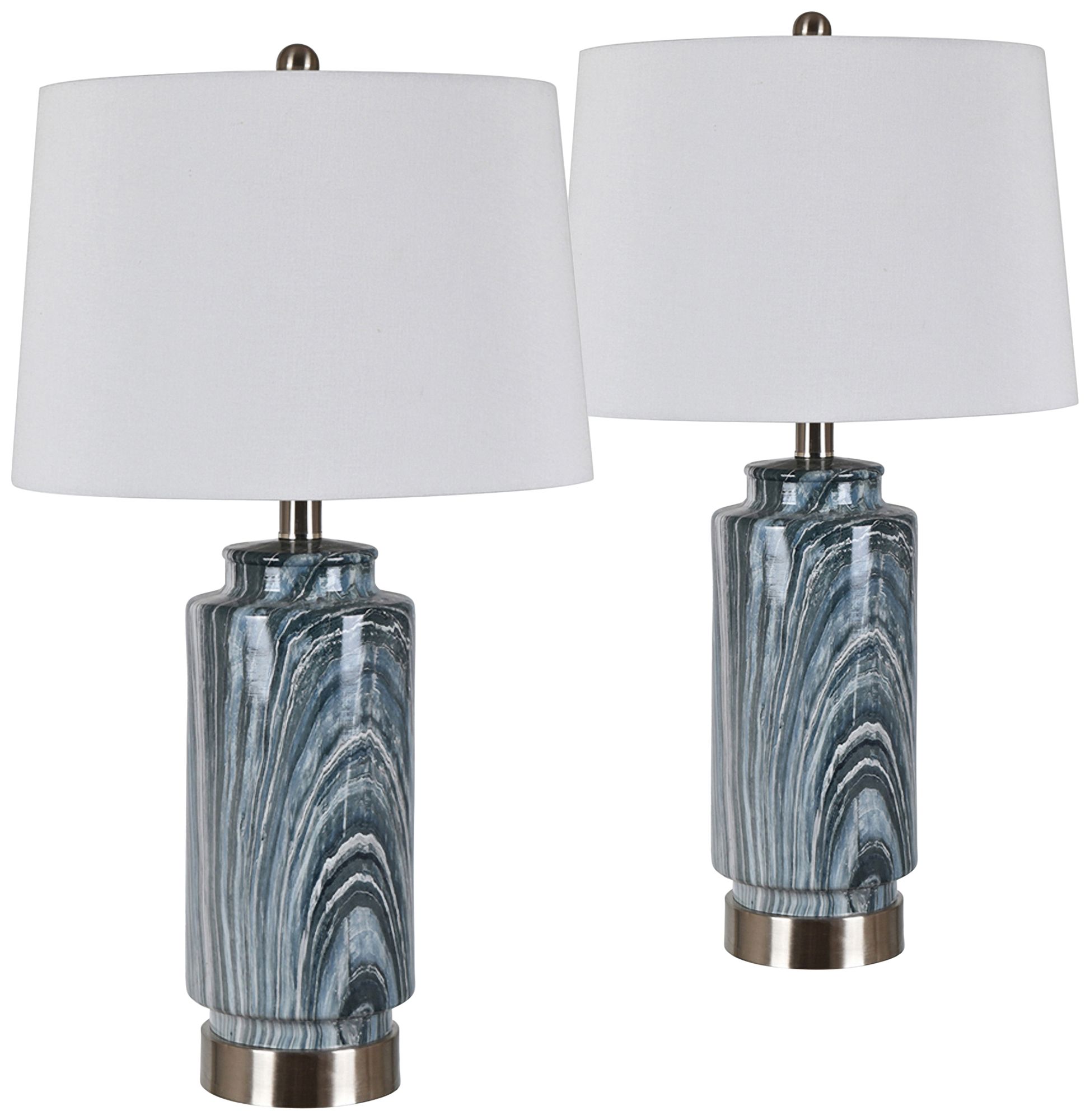Brentwood Gray Green and Blue Marbled Table Lamps Set of 2