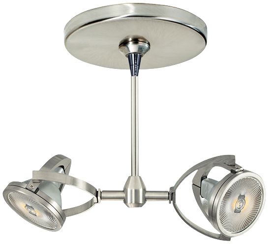 Elton 8" Wide Satin Nickel Dual Head Freejack Mini Pendant