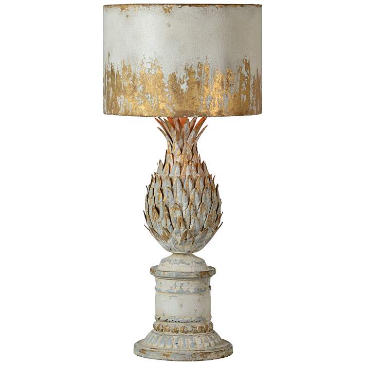 Pauline Antique White And Gold, Rustic Antique White Table Lamp