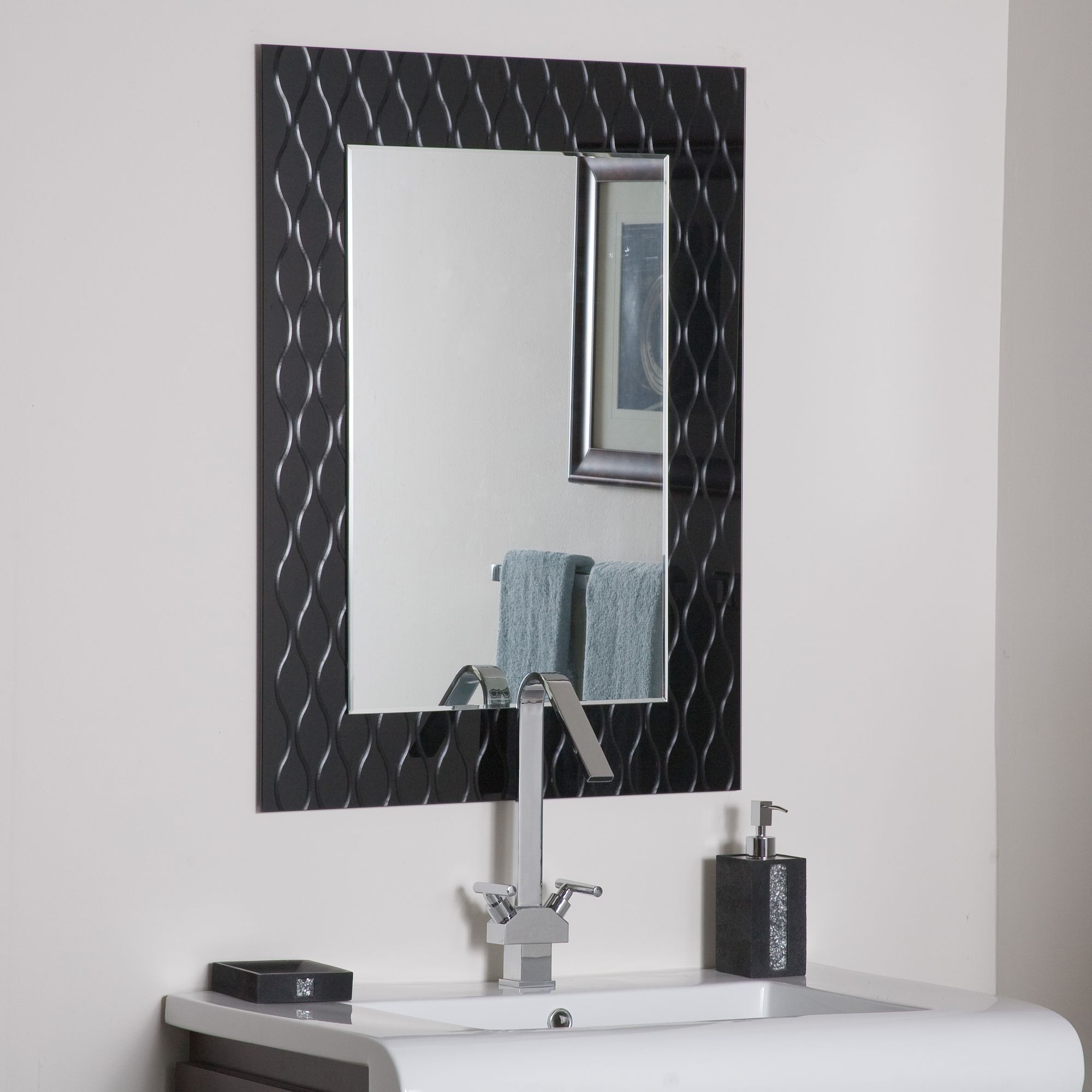 Strands Black 23 1/2" x 31 Frameless Wall Mirror