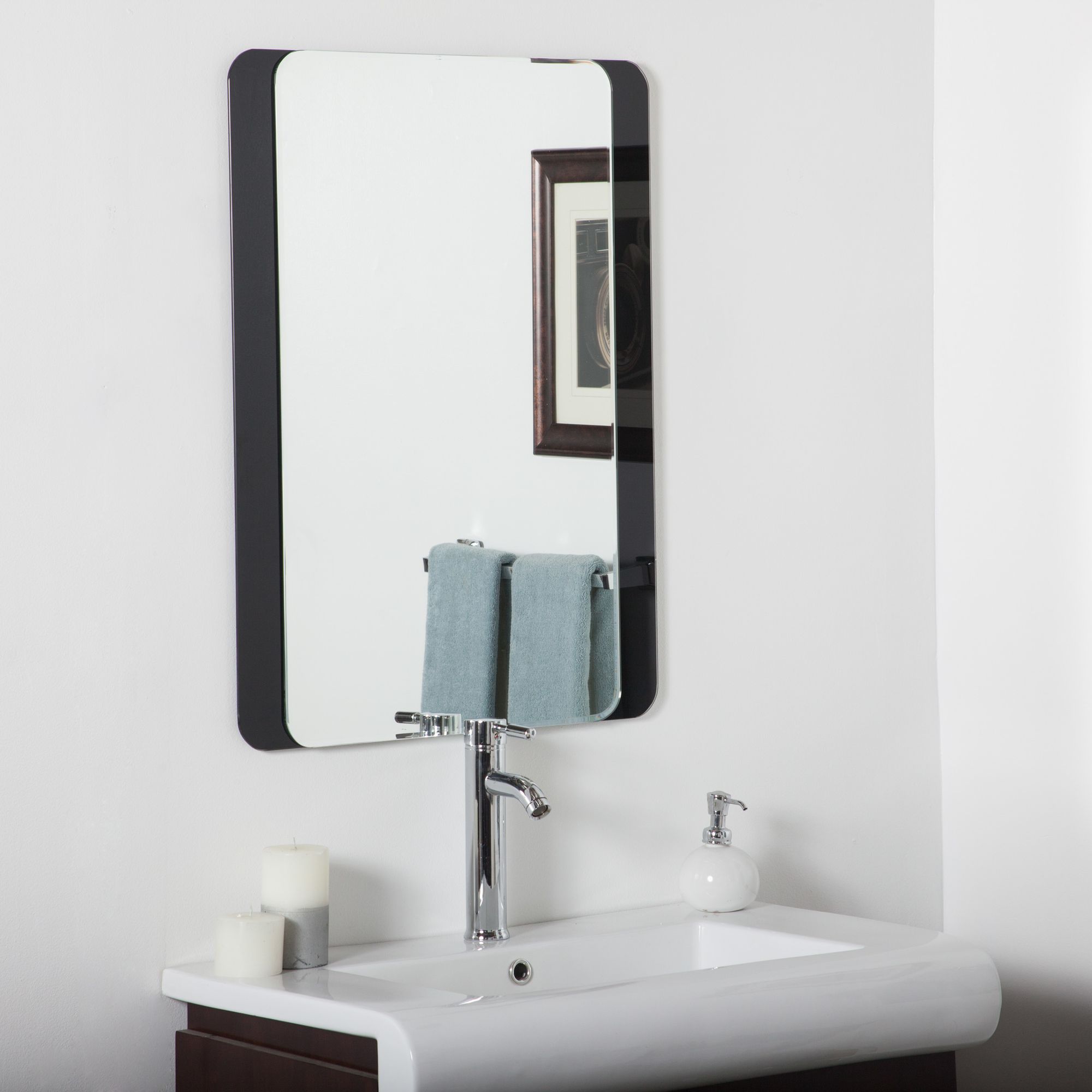 Skel 23 1/2" x 31 Black Frameless Bathroom Wall Mirror