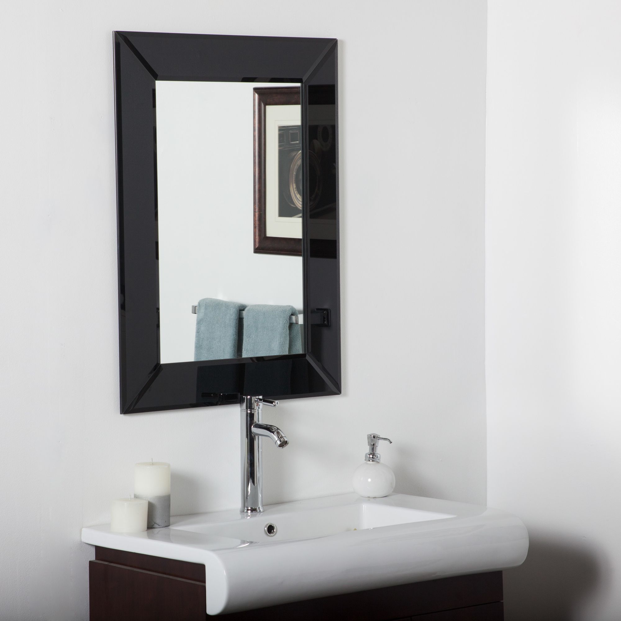 Infinity Black 23 1/2" x 31 Rectangular Wall Mirror