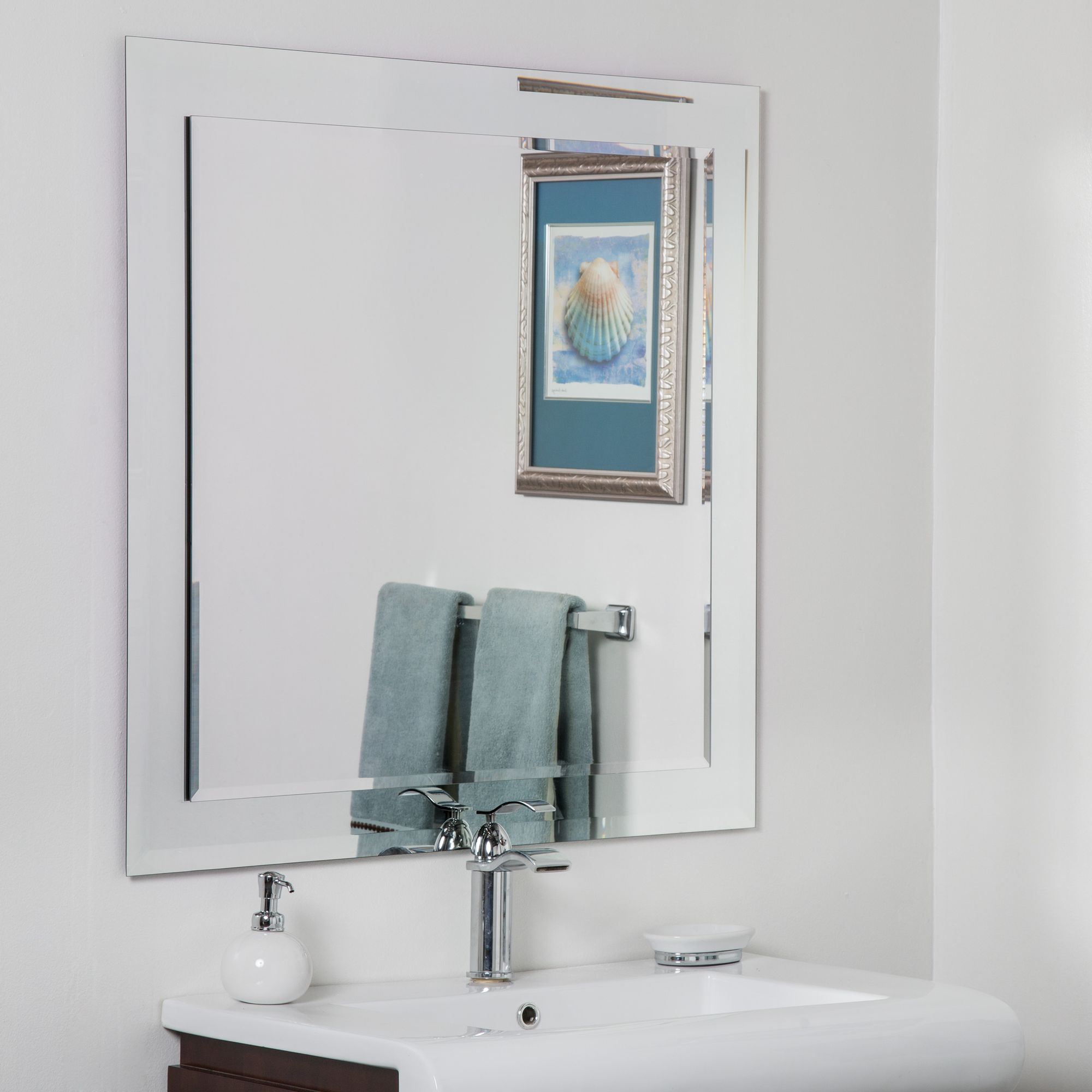 St. Petersburg 35" Square Frameless Bathroom Wall Mirror