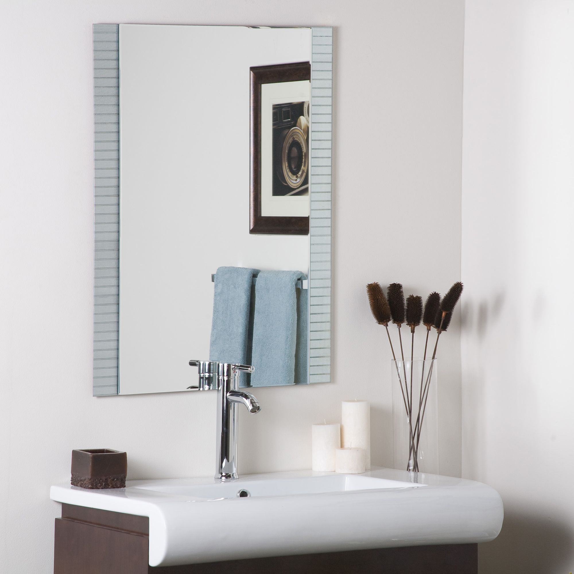 Sam Horizontal Lines 23 1/2" x 31 Frameless Wall Mirror