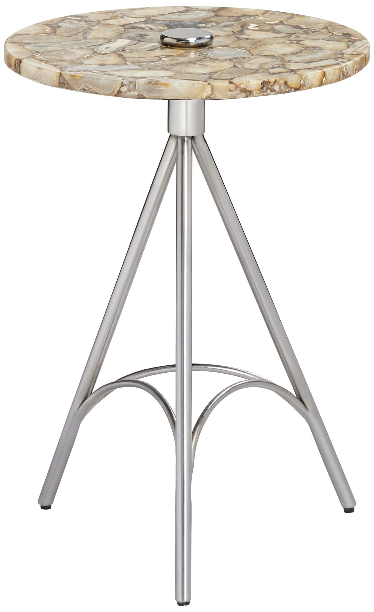 Melly 17" Wide Agate and Chrome Round Accent Table