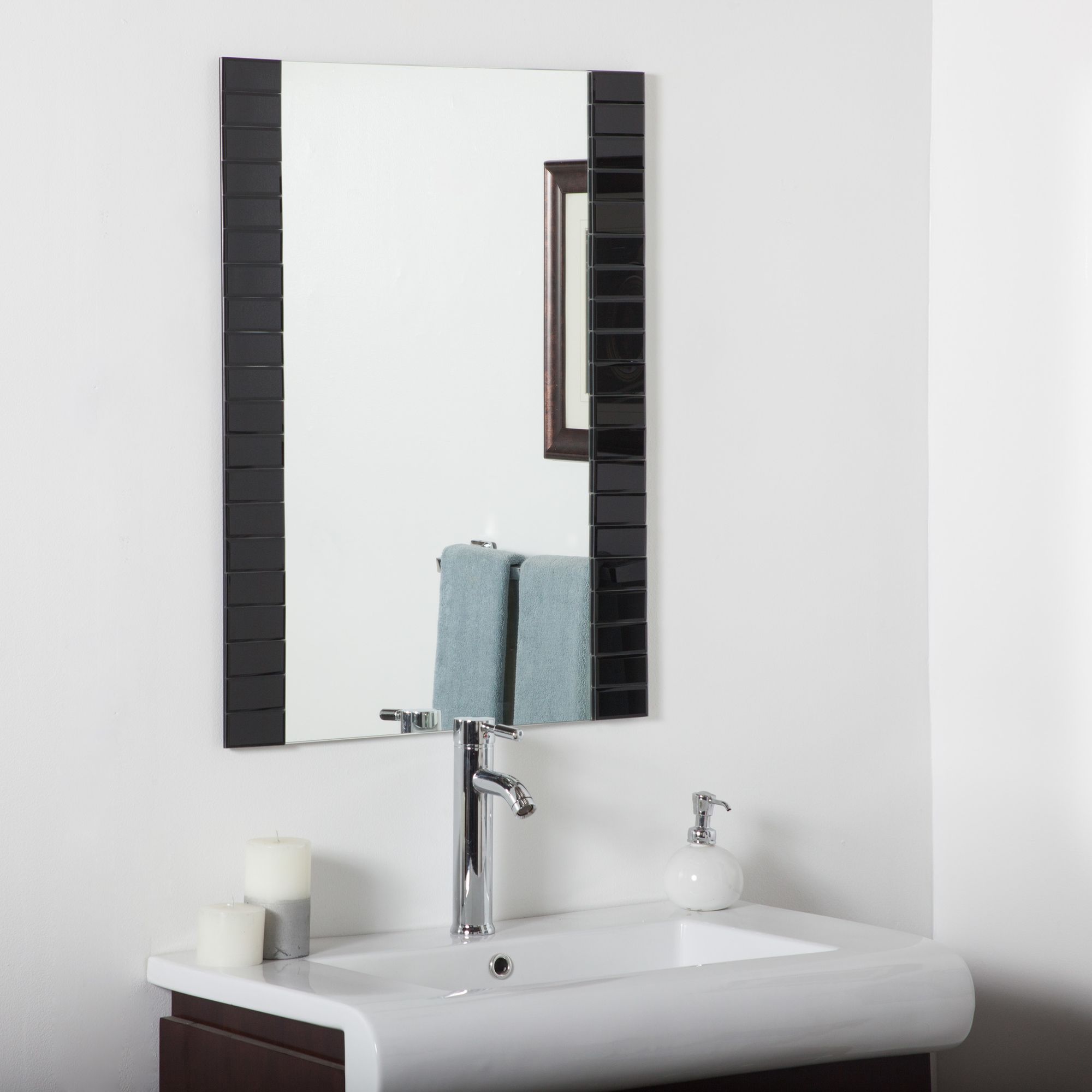 Beveled Black 23 1/2" x 31 Bathroom Wall Mirror