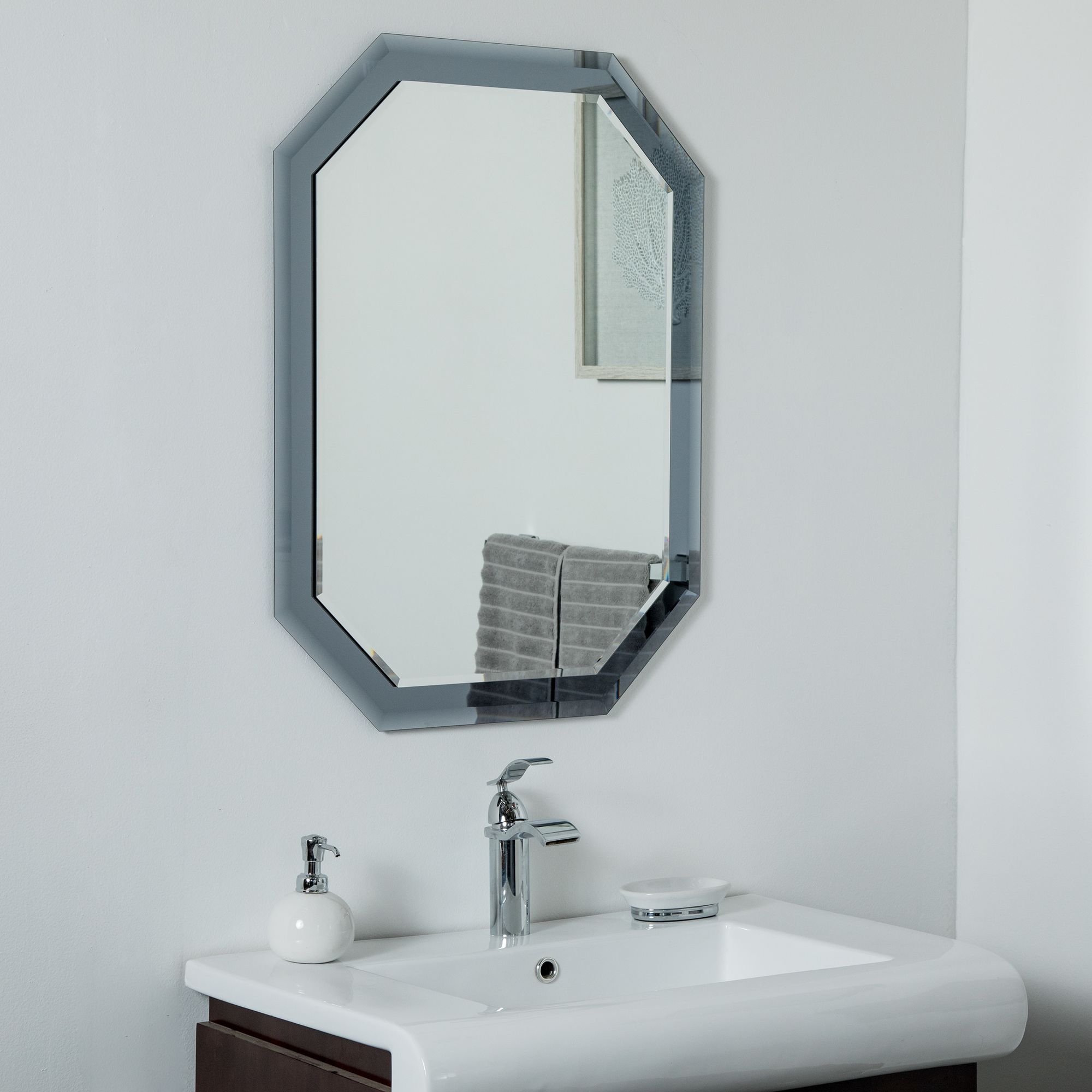 Grella Gray 23 1/2" x 31 Octagon Frameless Wall Mirror