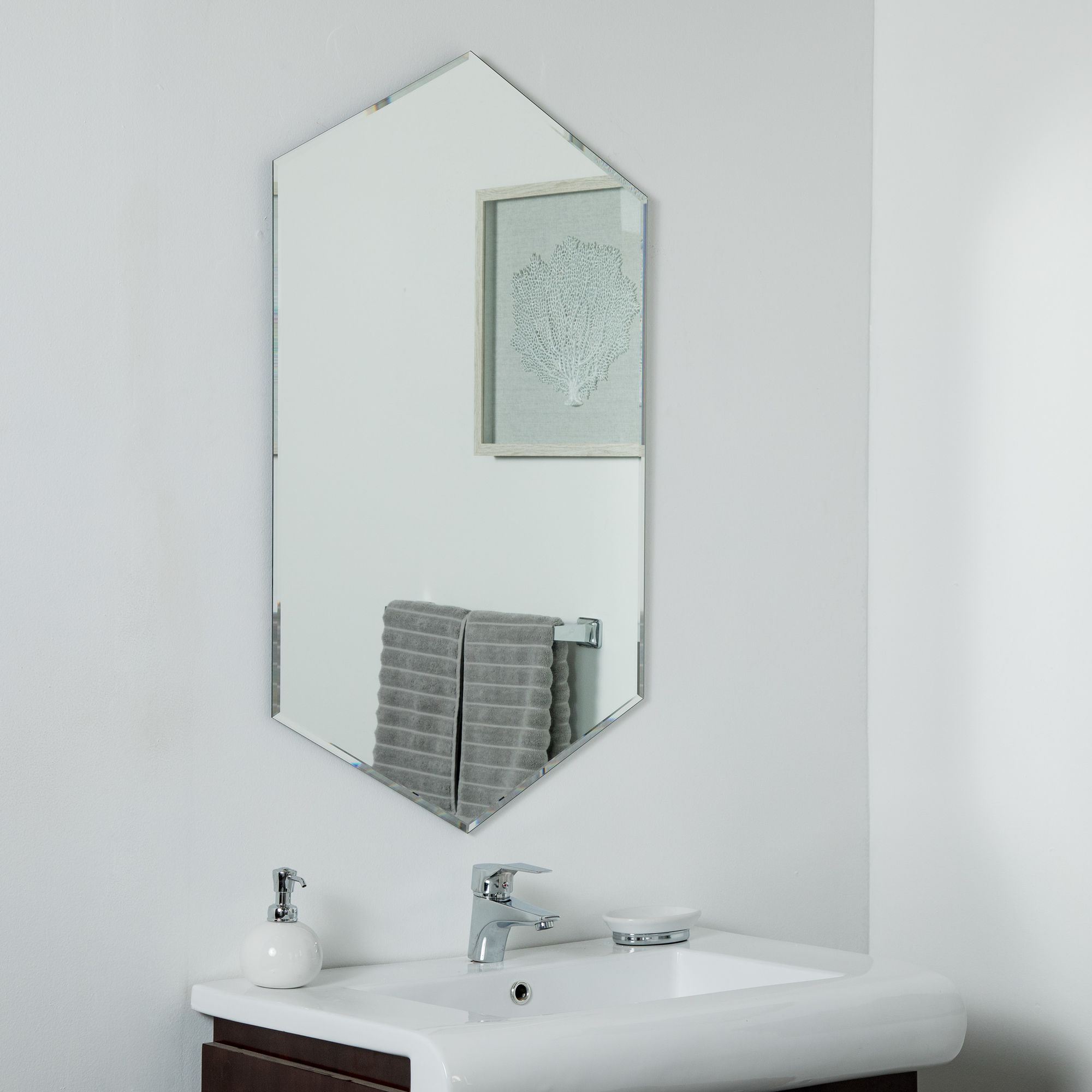 Gal 23 1/2" x 39 Honeycomb Frameless Wall Mirror