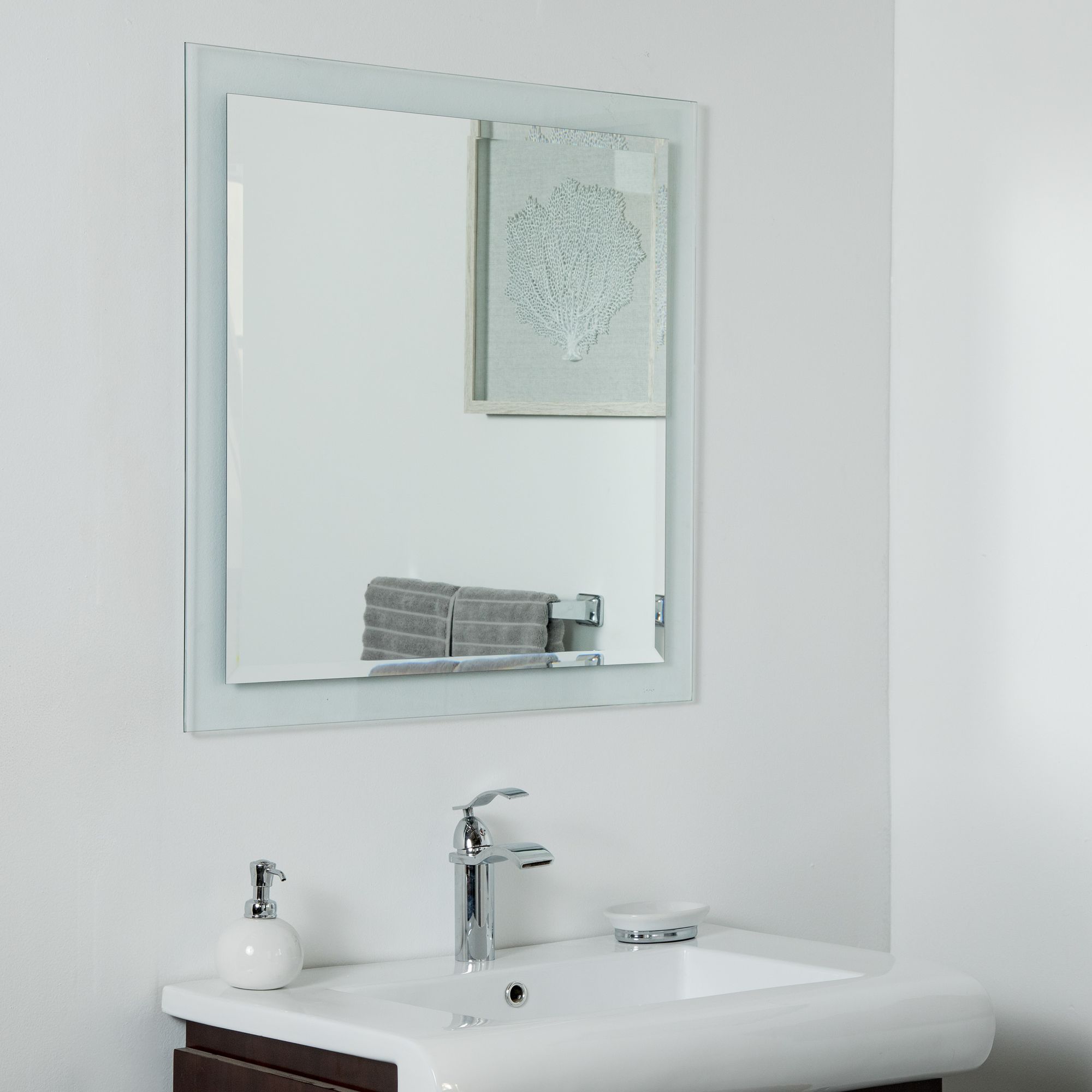 Encore Clear Glass 30" Square Frameless Wall Mirror