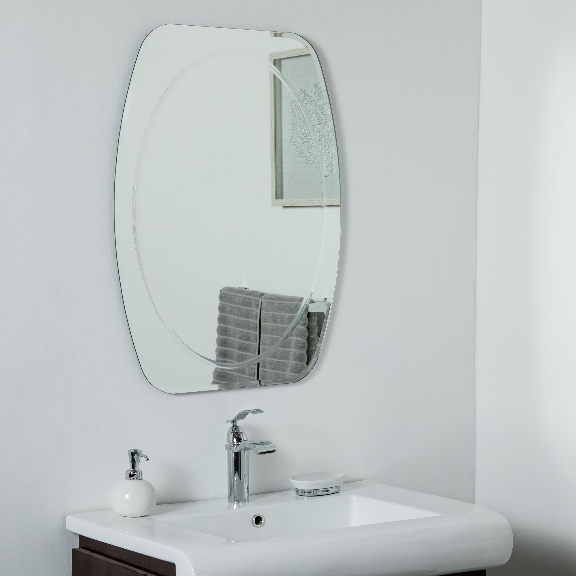 Remiform 23 1/2" x 31 Oval Frameless Wall Mirror