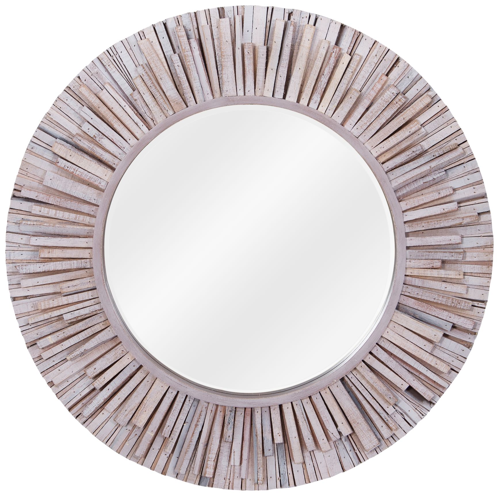 Varaluz Casa Nellie Coastal Wash Wood 30" Round Wall Mirror